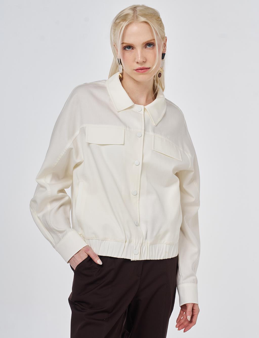 Flap Pocket Lyocell Jacket Ecru