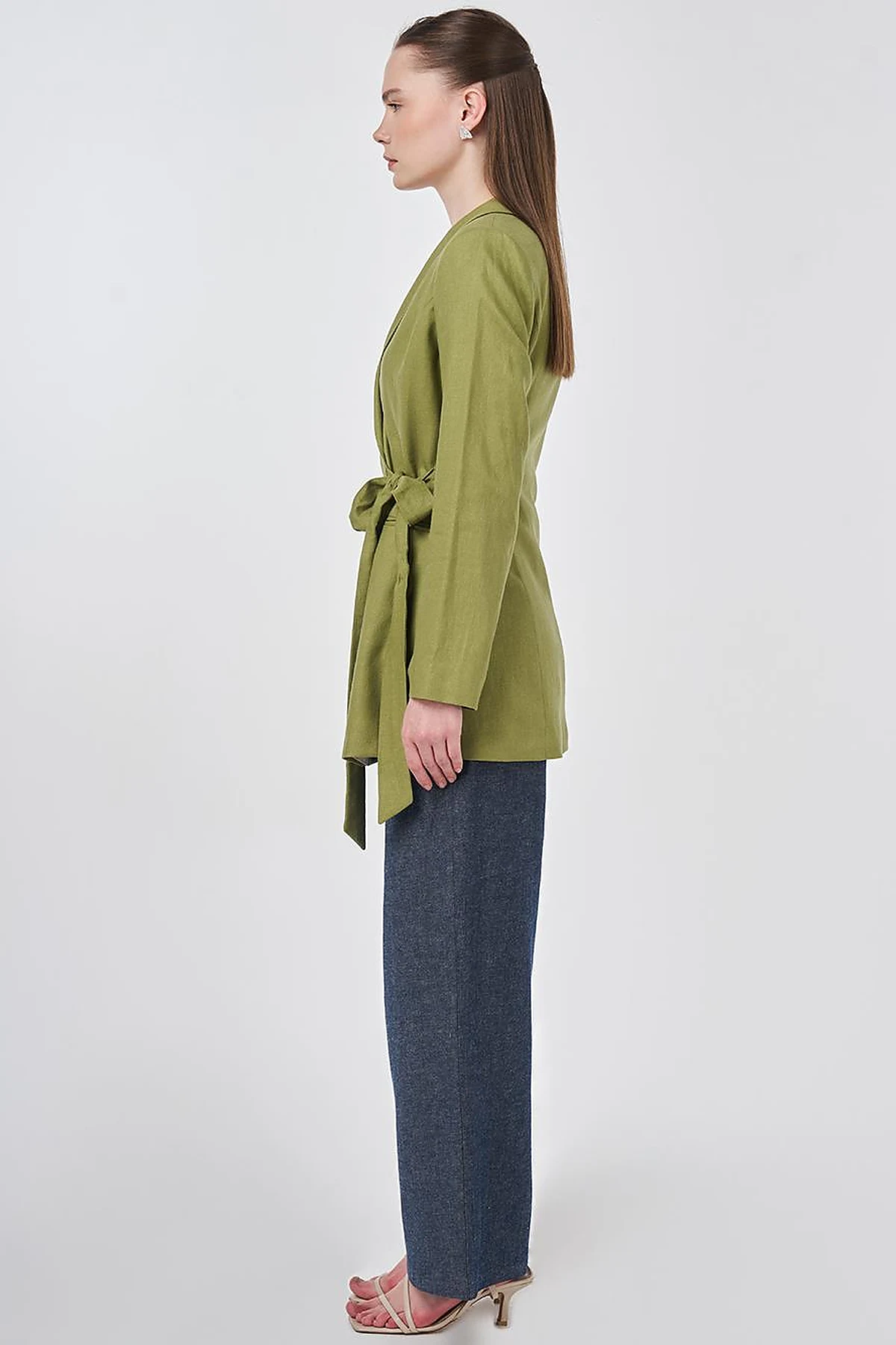 Wrap Linen Blazer Matcha Green