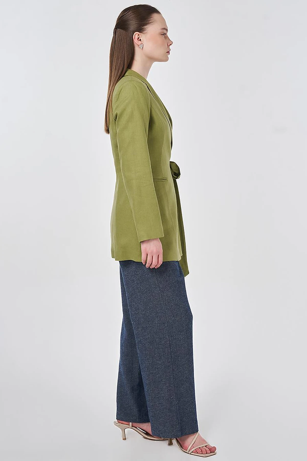 Wrap Linen Blazer Matcha Green