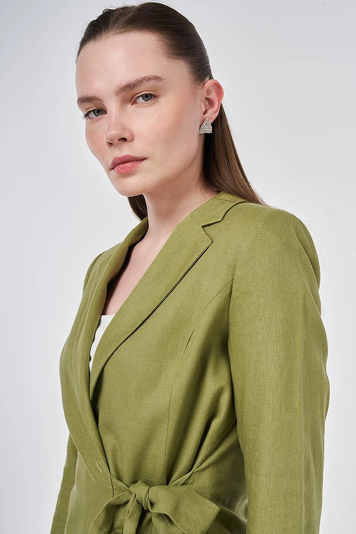 Wrap Linen Blazer Matcha Green
