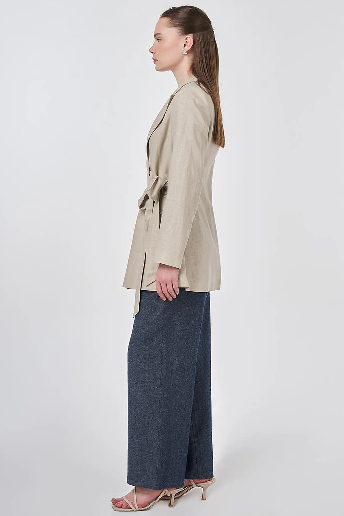Wrap Linen Blazer Stone