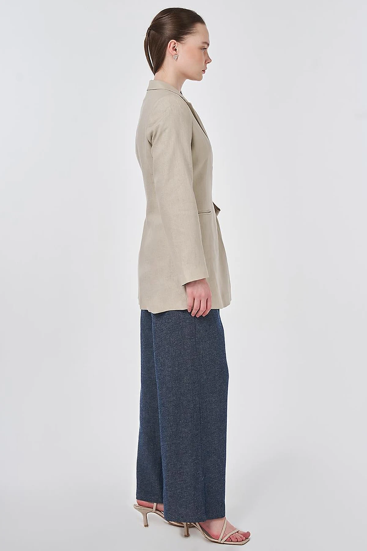 Wrap Linen Blazer Stone
