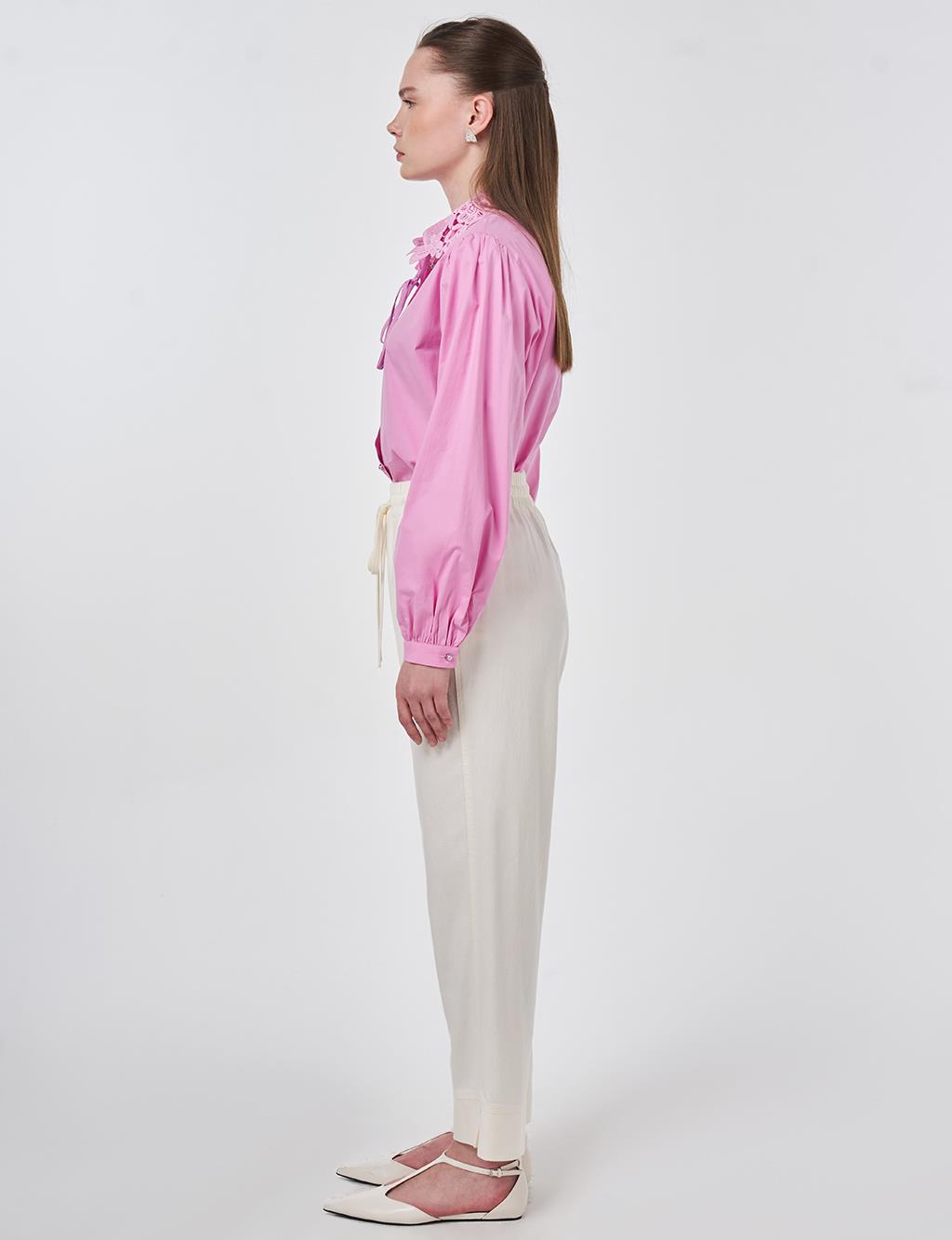 Carrot Fit Lyocell Pants Ecru