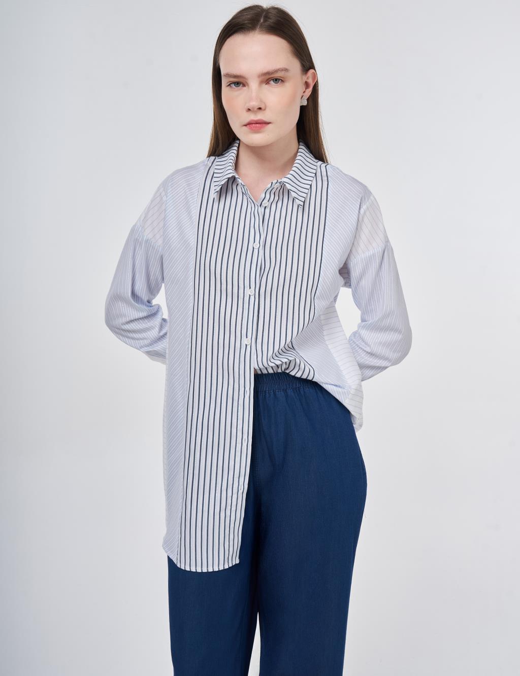 Single Pocket Cotton Tunic Blue