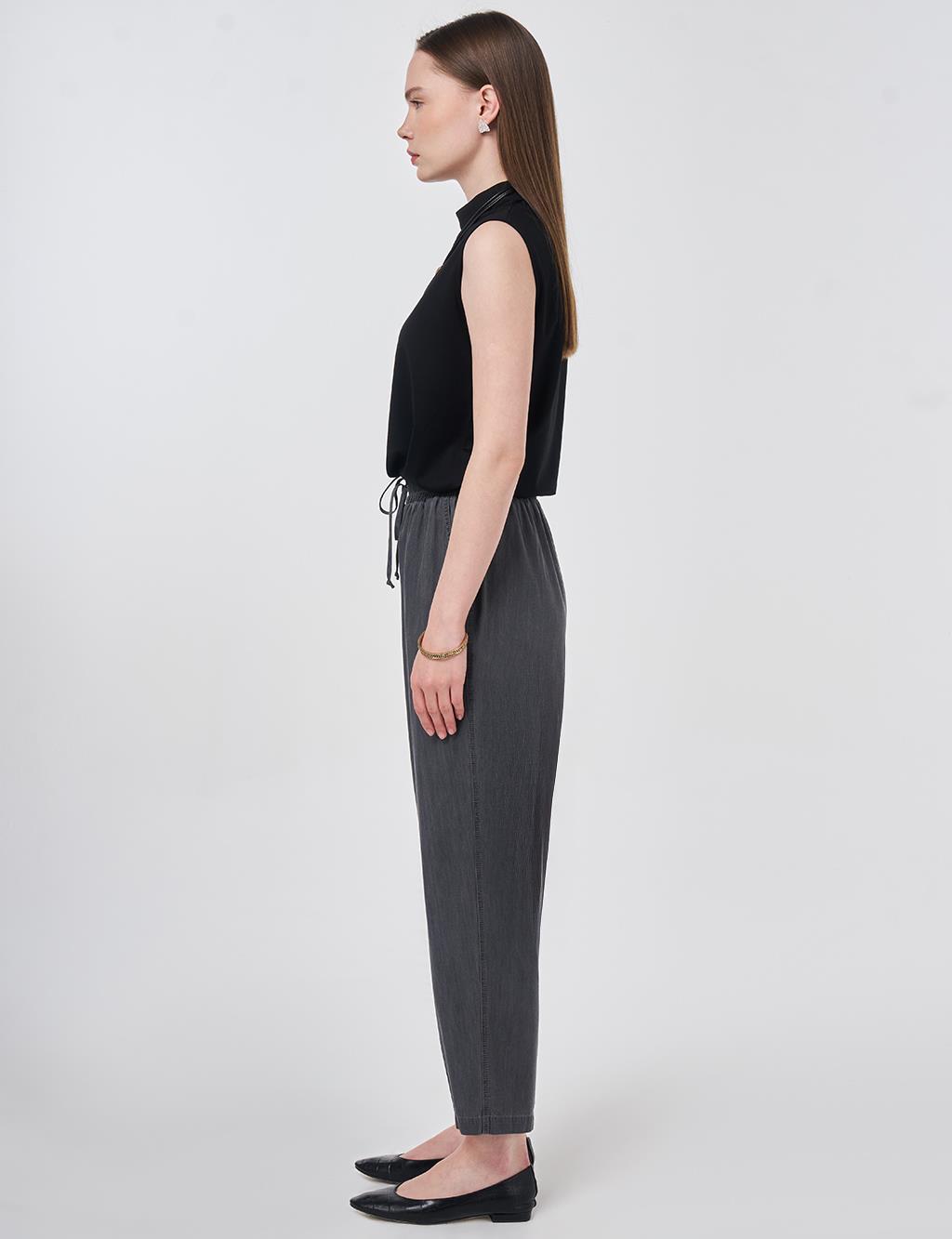 Washed Panelled Denim Pants Anthracite