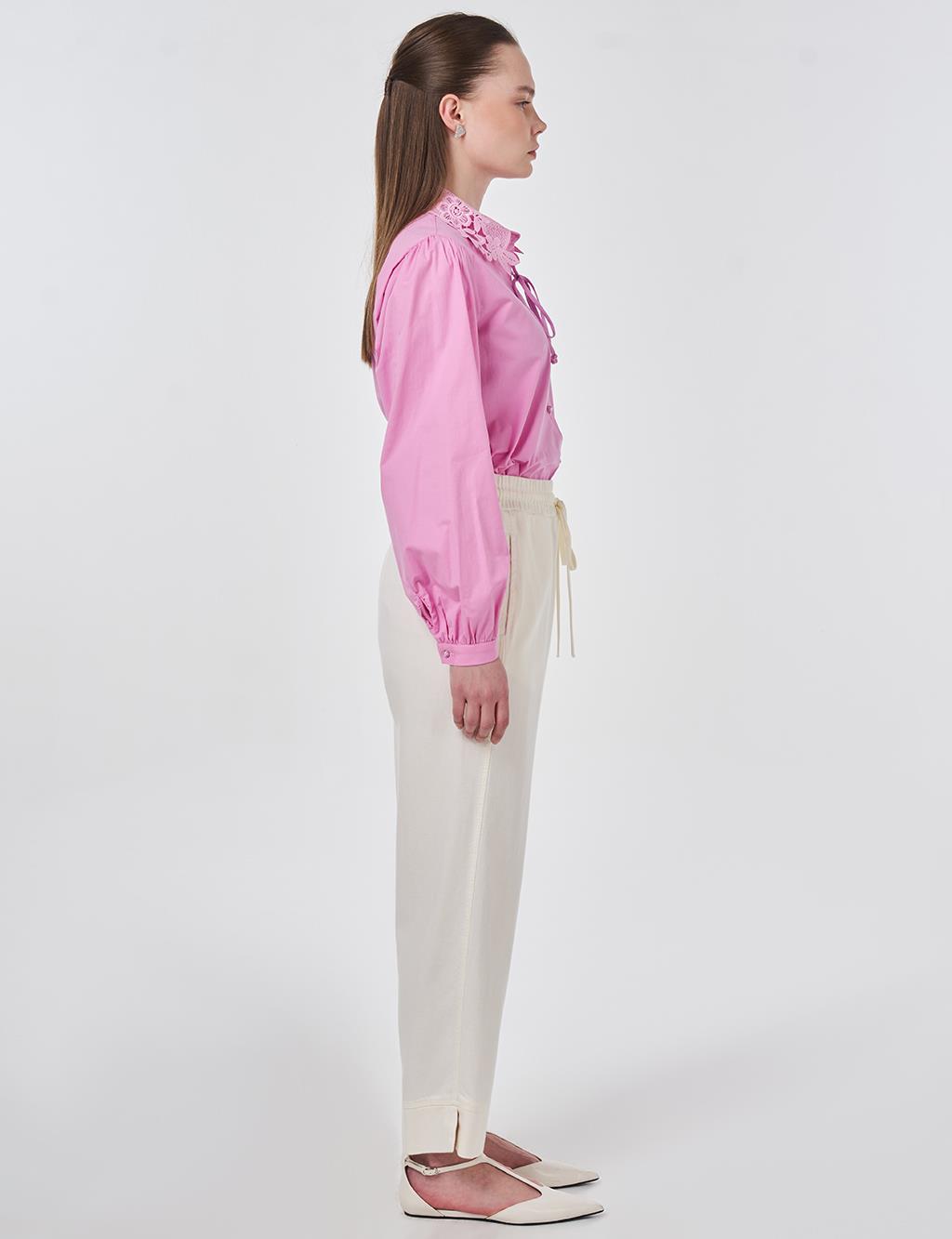 Carrot Fit Lyocell Pants Ecru