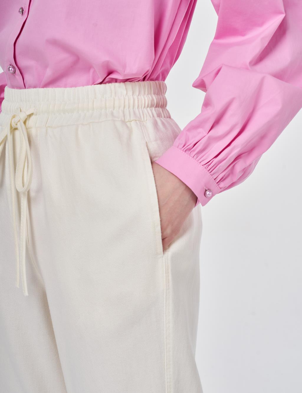 Carrot Fit Lyocell Pants Ecru