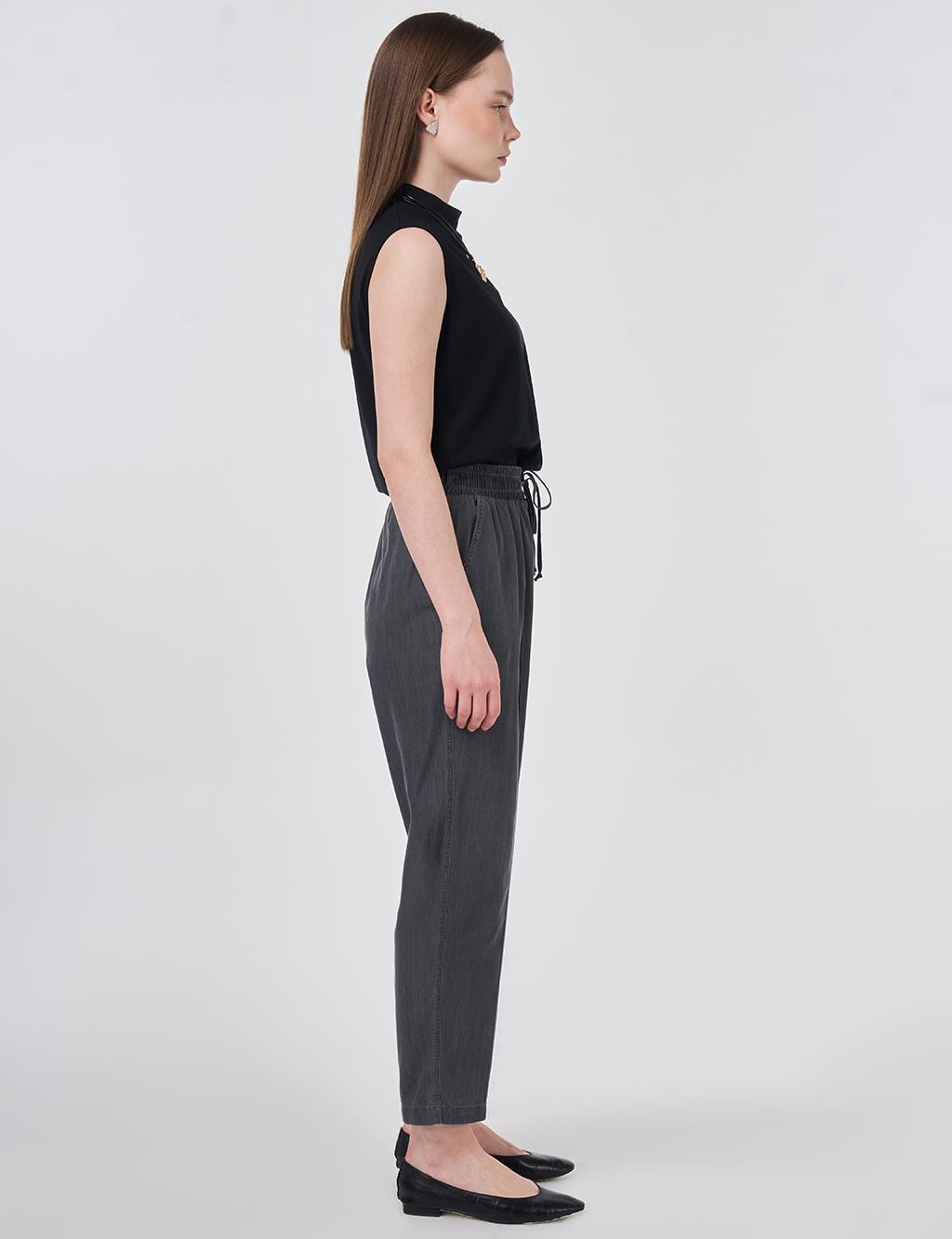 Washed Panelled Denim Pants Anthracite