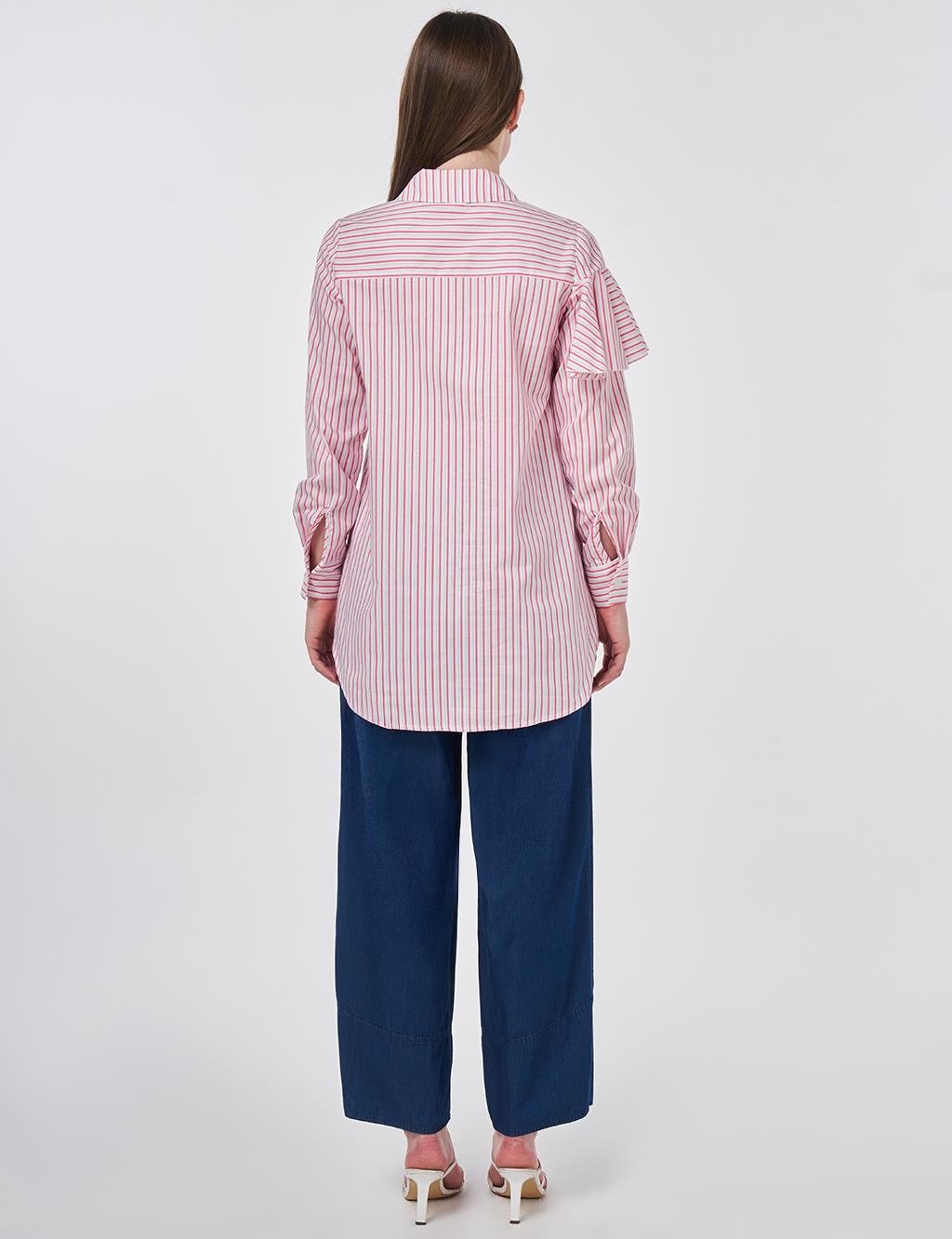 Ruffle Detail Cotton Tunic Fuchsia