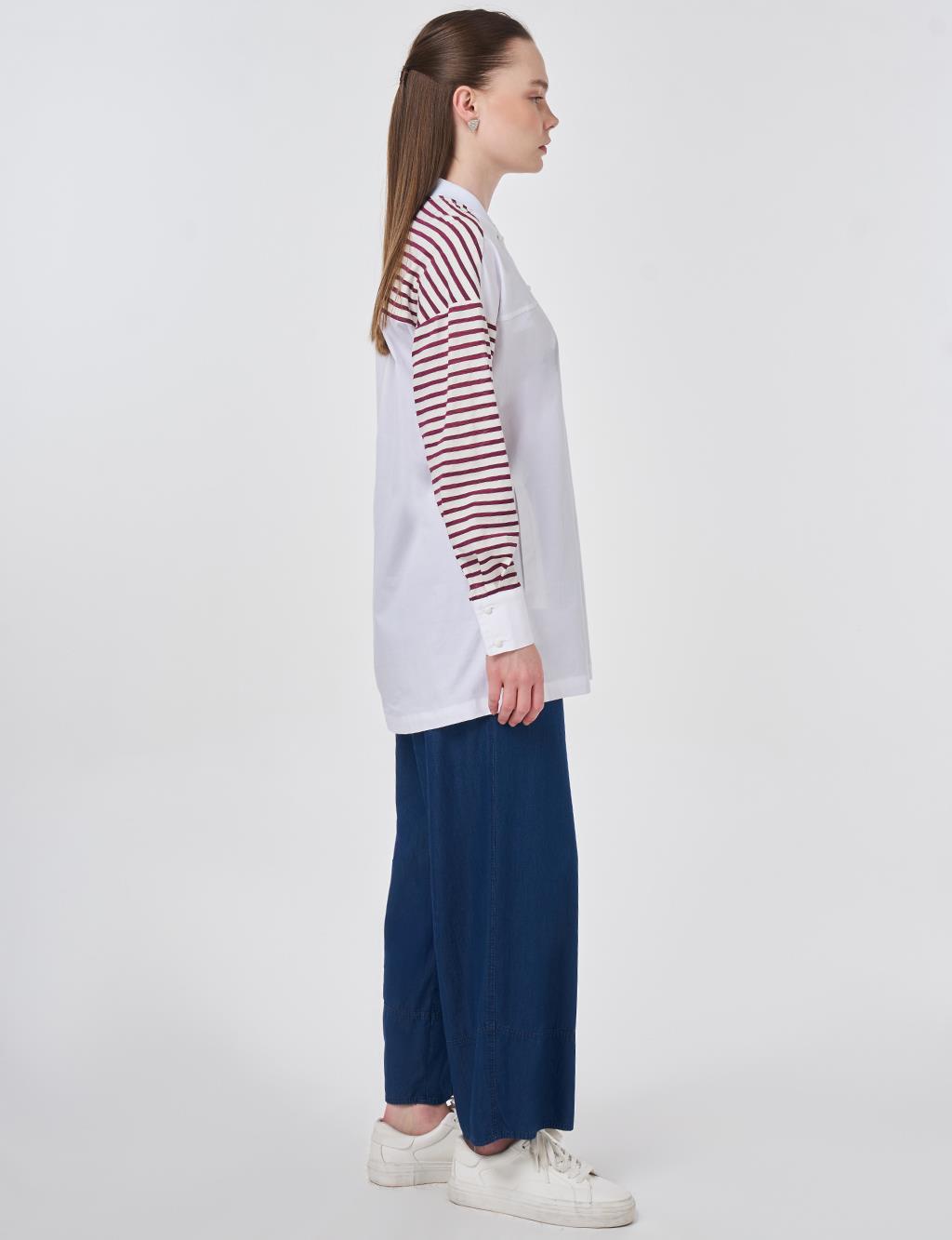 Brooch-Embellished Cotton Tunic in Optical White