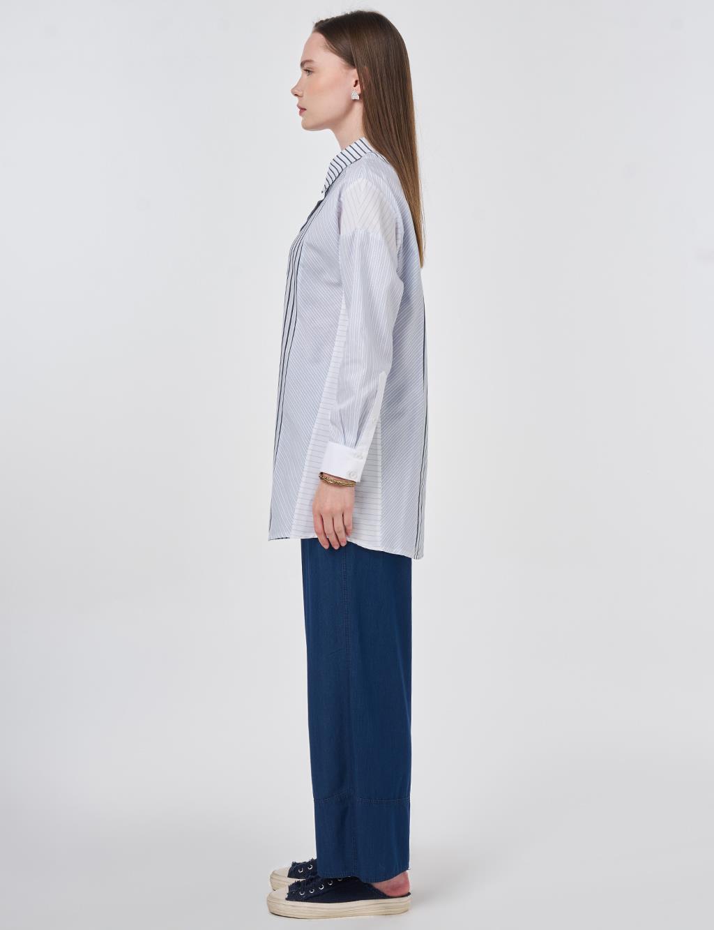 Single Pocket Cotton Tunic Blue