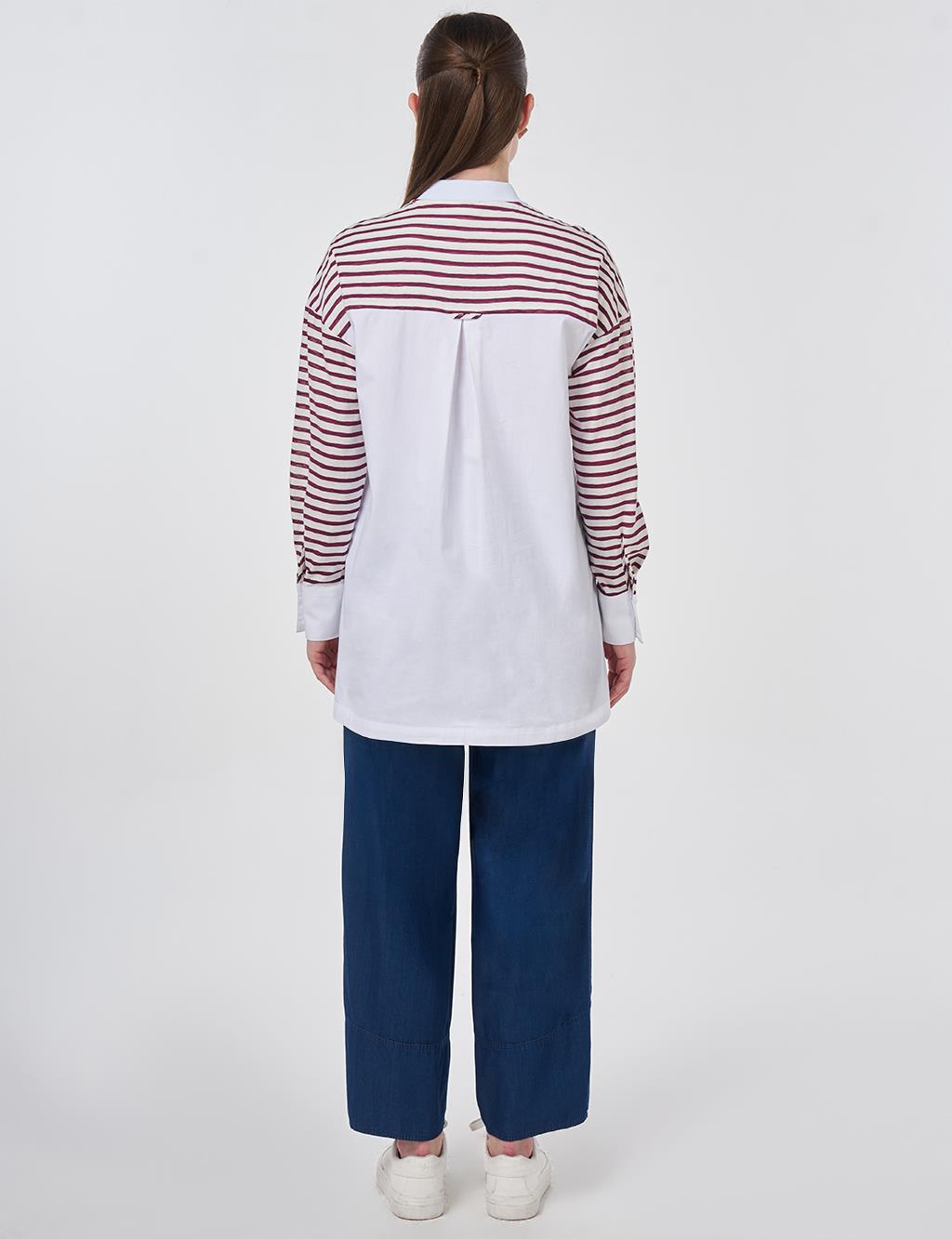 Brooch-Embellished Cotton Tunic in Optical White