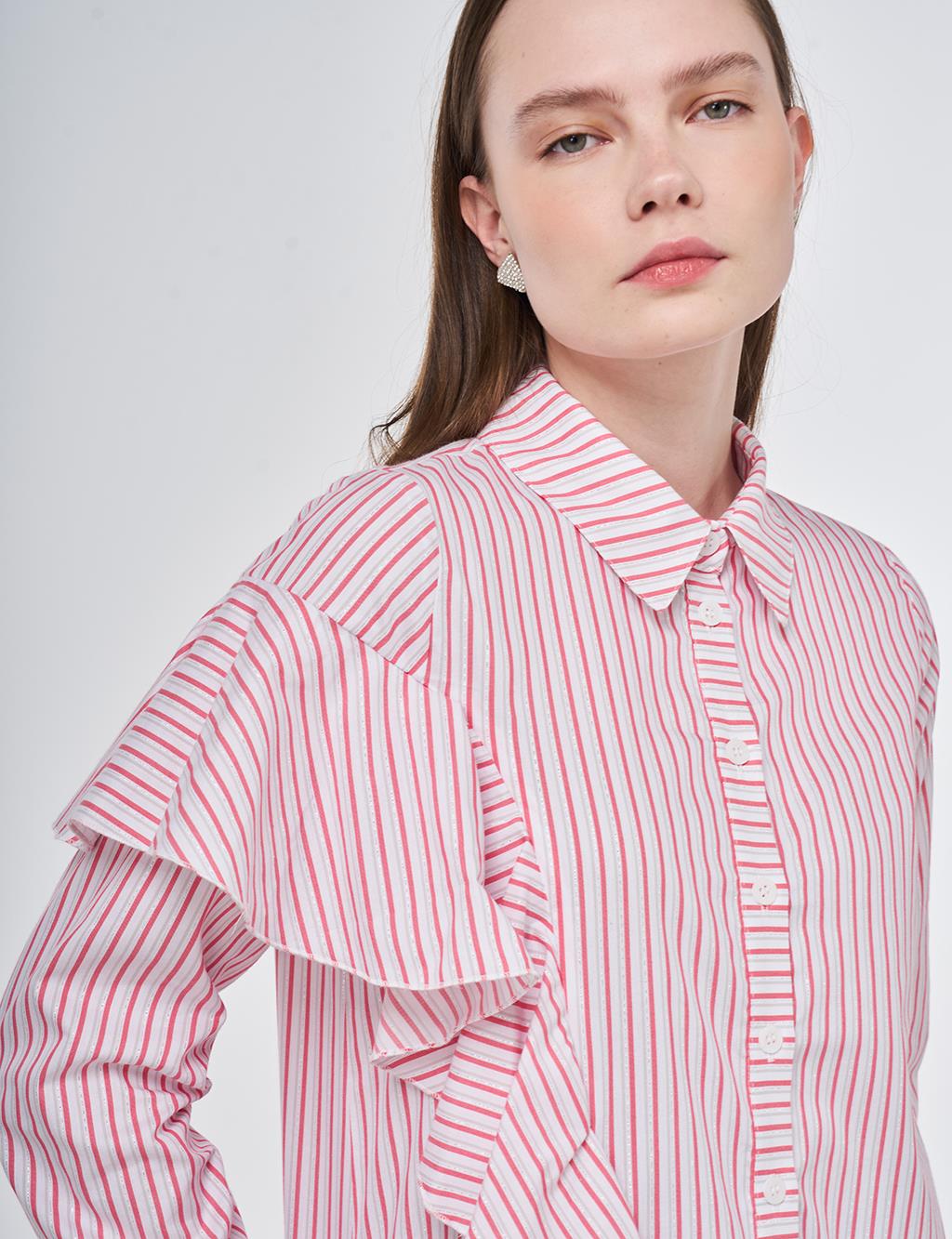 Ruffle Detail Cotton Tunic Fuchsia