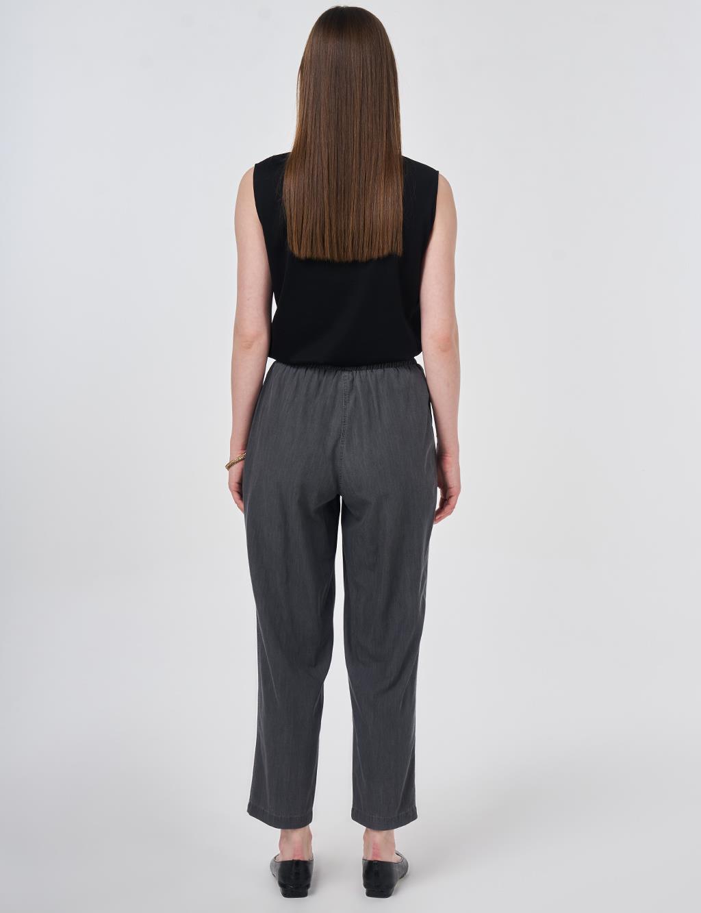 Washed Panelled Denim Pants Anthracite