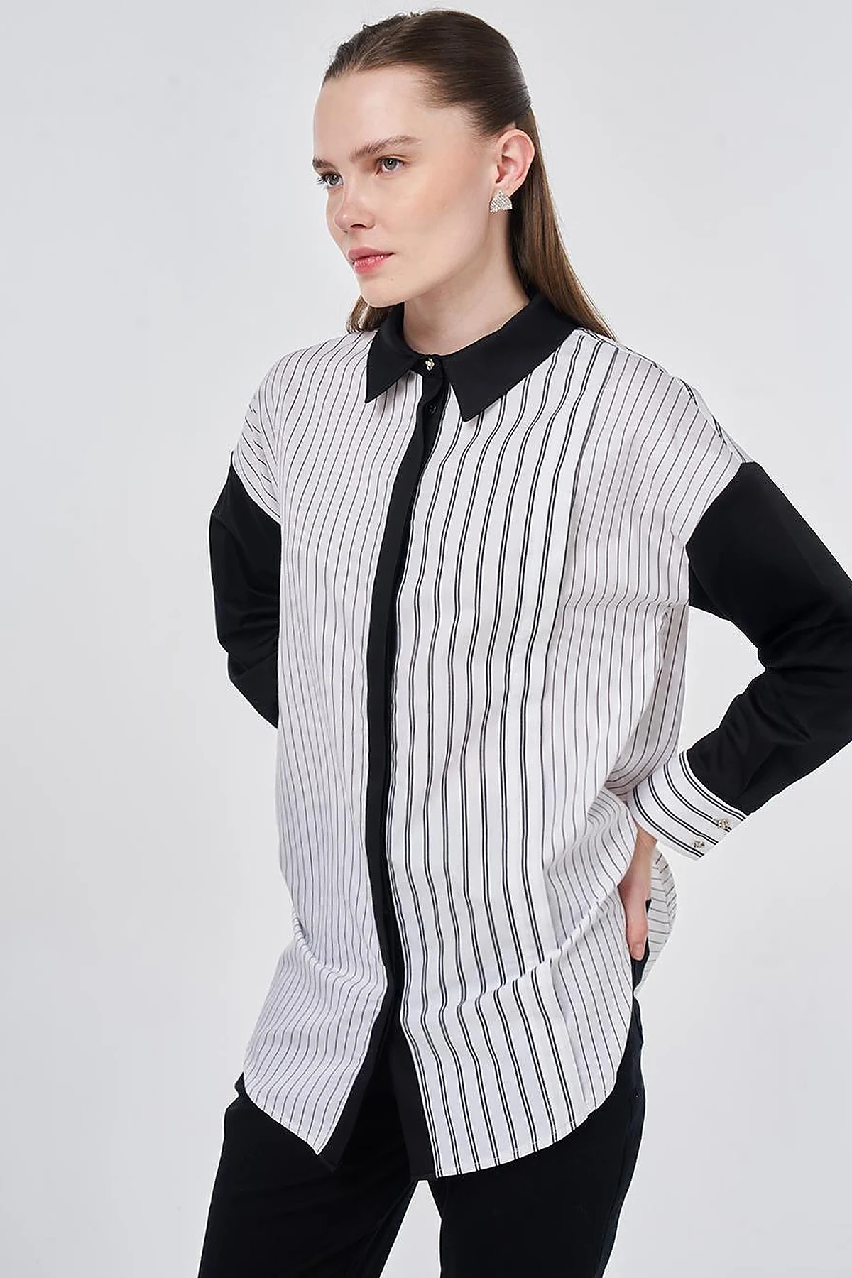 Dropped Shoulder Cotton Tunic Black