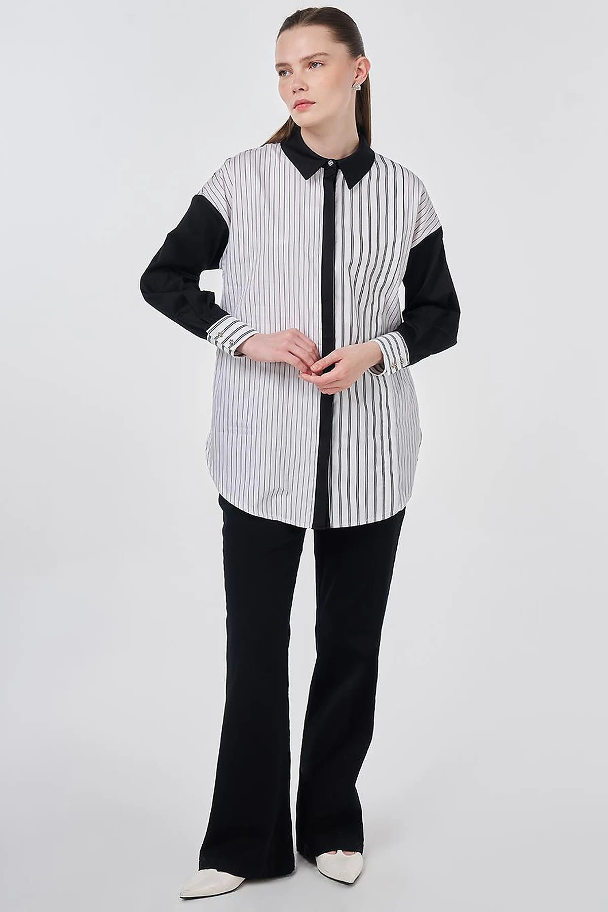 Dropped Shoulder Cotton Tunic Black