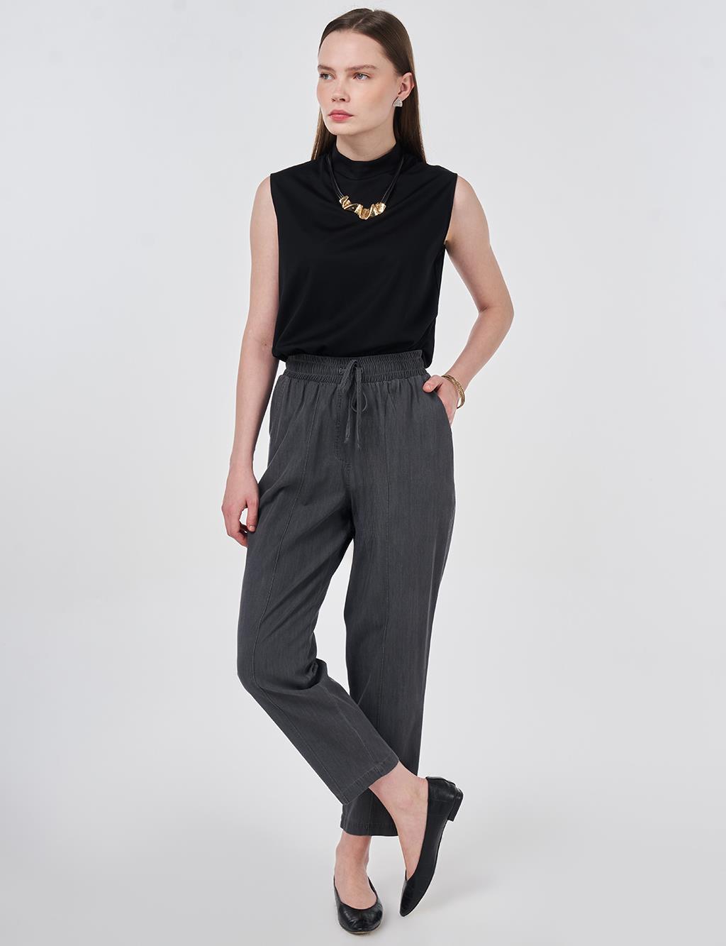 Washed Panelled Denim Pants Anthracite