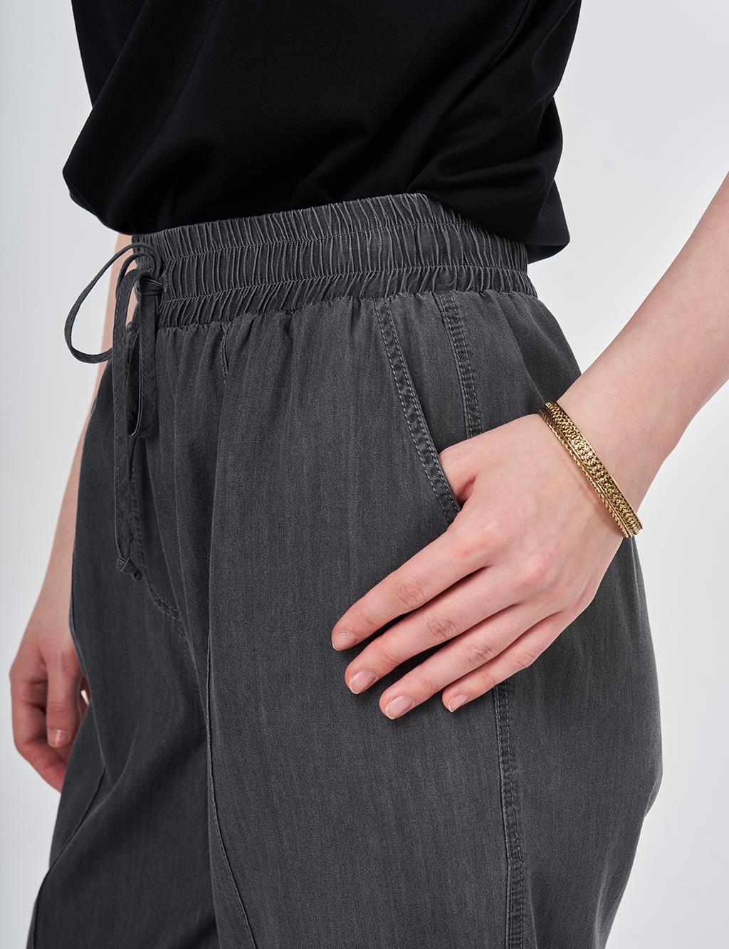 Washed Panelled Denim Pants Anthracite