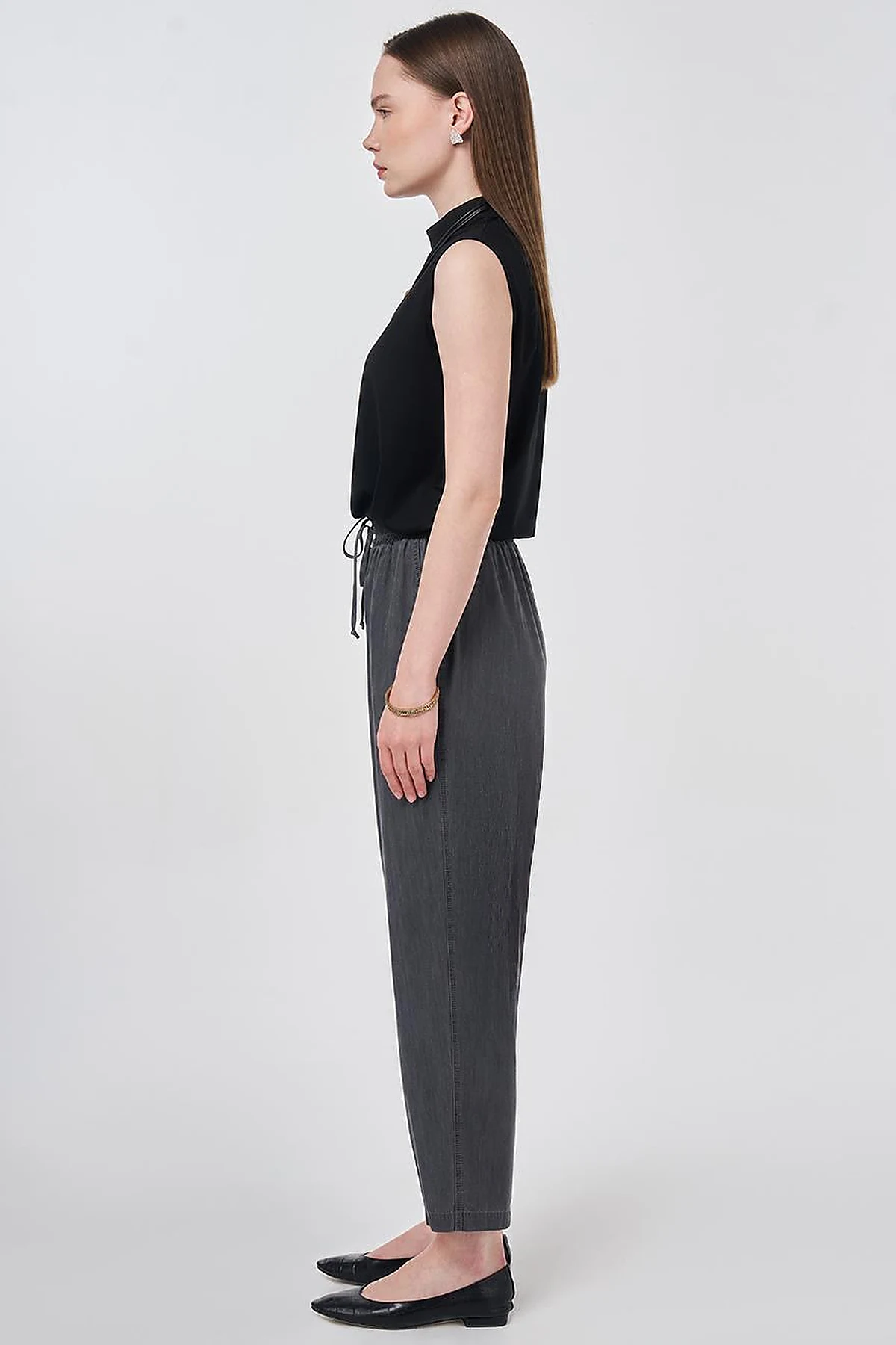 Washed Panelled Denim Pants Anthracite