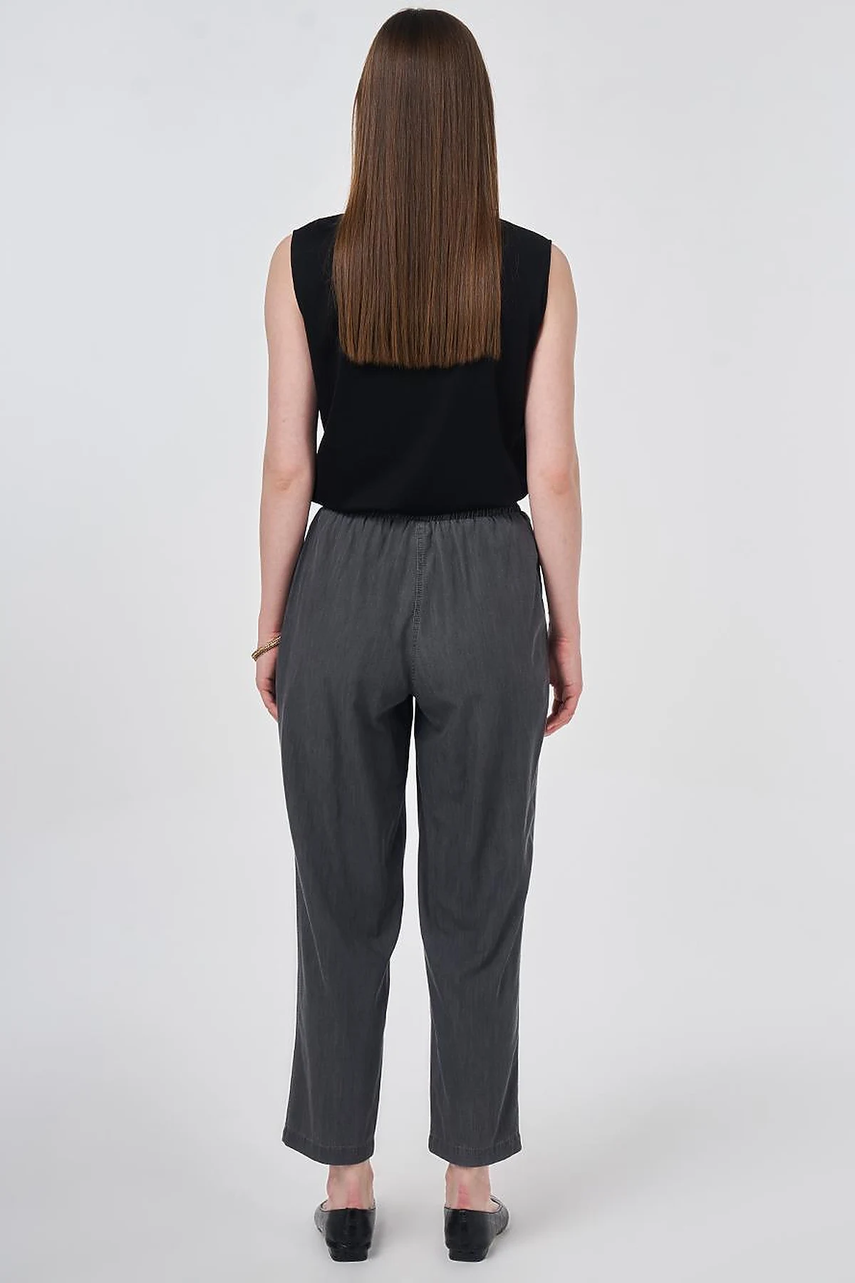 Washed Panelled Denim Pants Anthracite