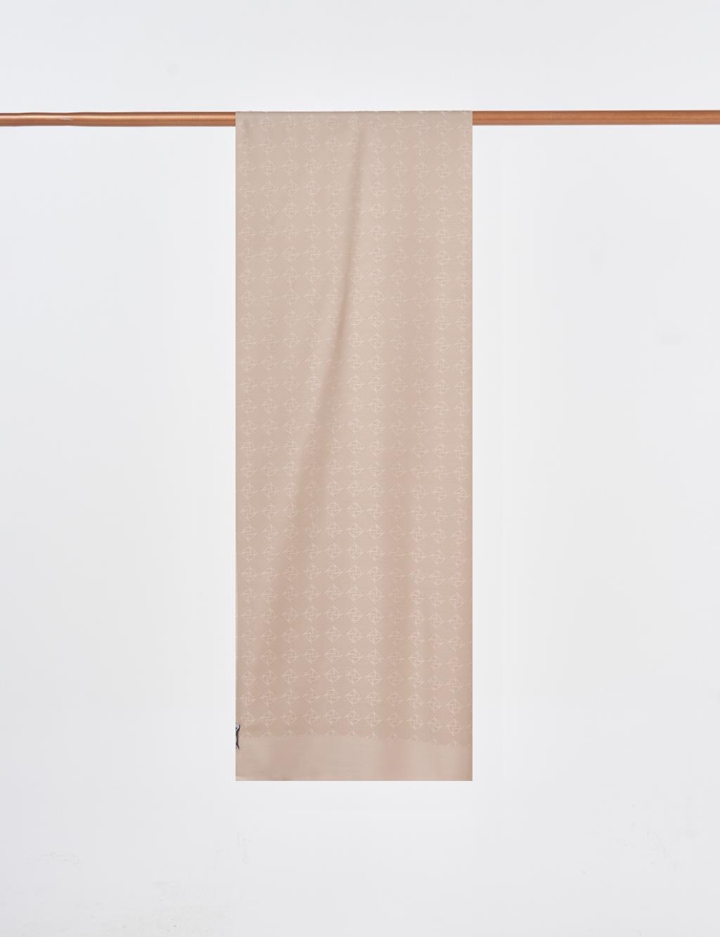 Logo Detailed Bamboo Scarf Beige