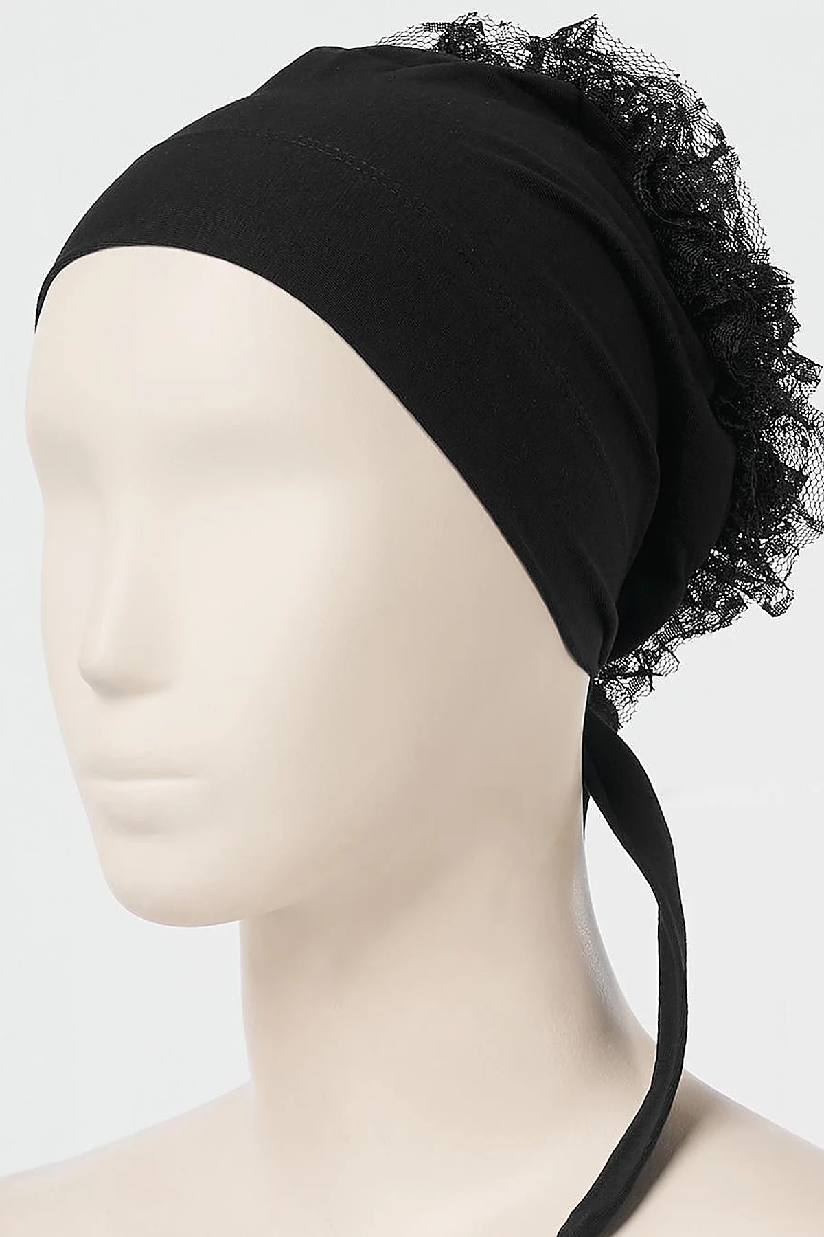 Lace Bun Bonnet Black
