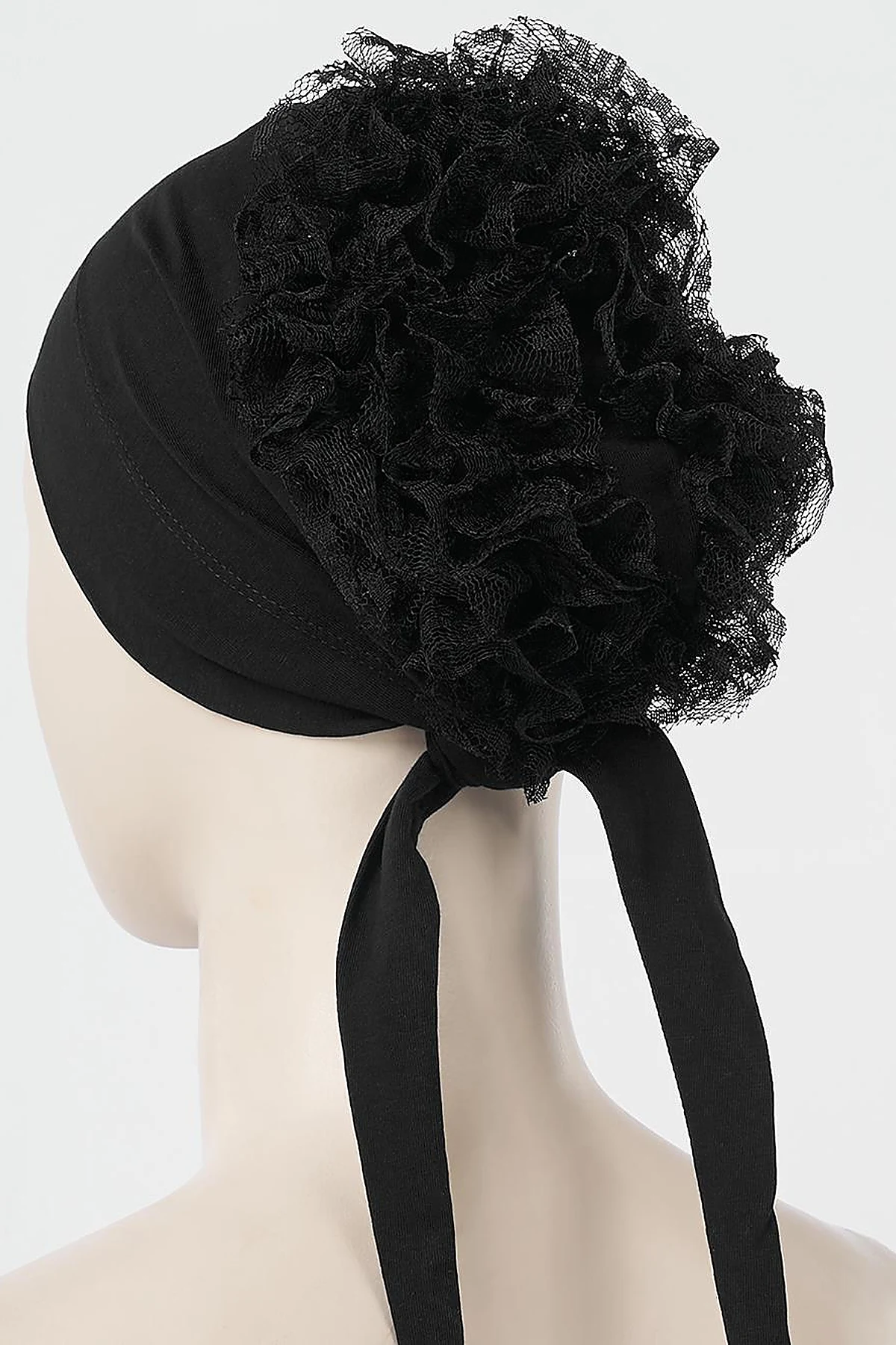 Lace Bun Bonnet Black