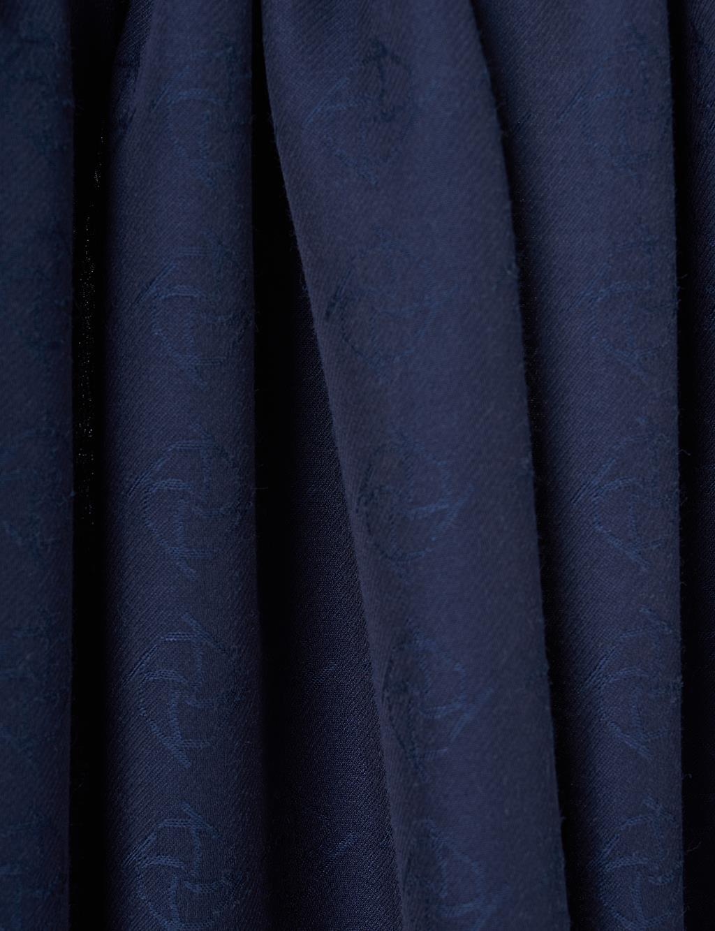 Logo Detailed Bamboo Scarf Navy Blue