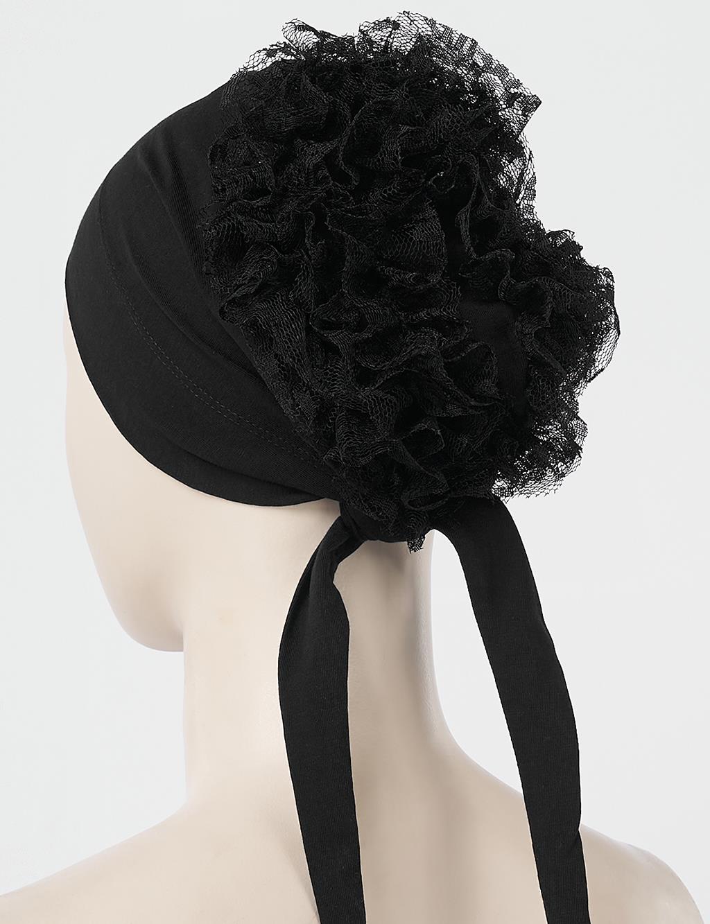Lace Bun Bonnet Black