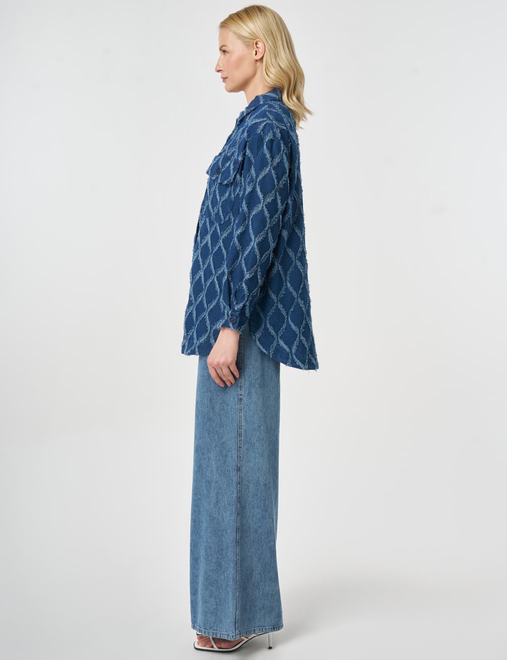 Tifsitmeli Gömlek Yaka Tunik Lacivert