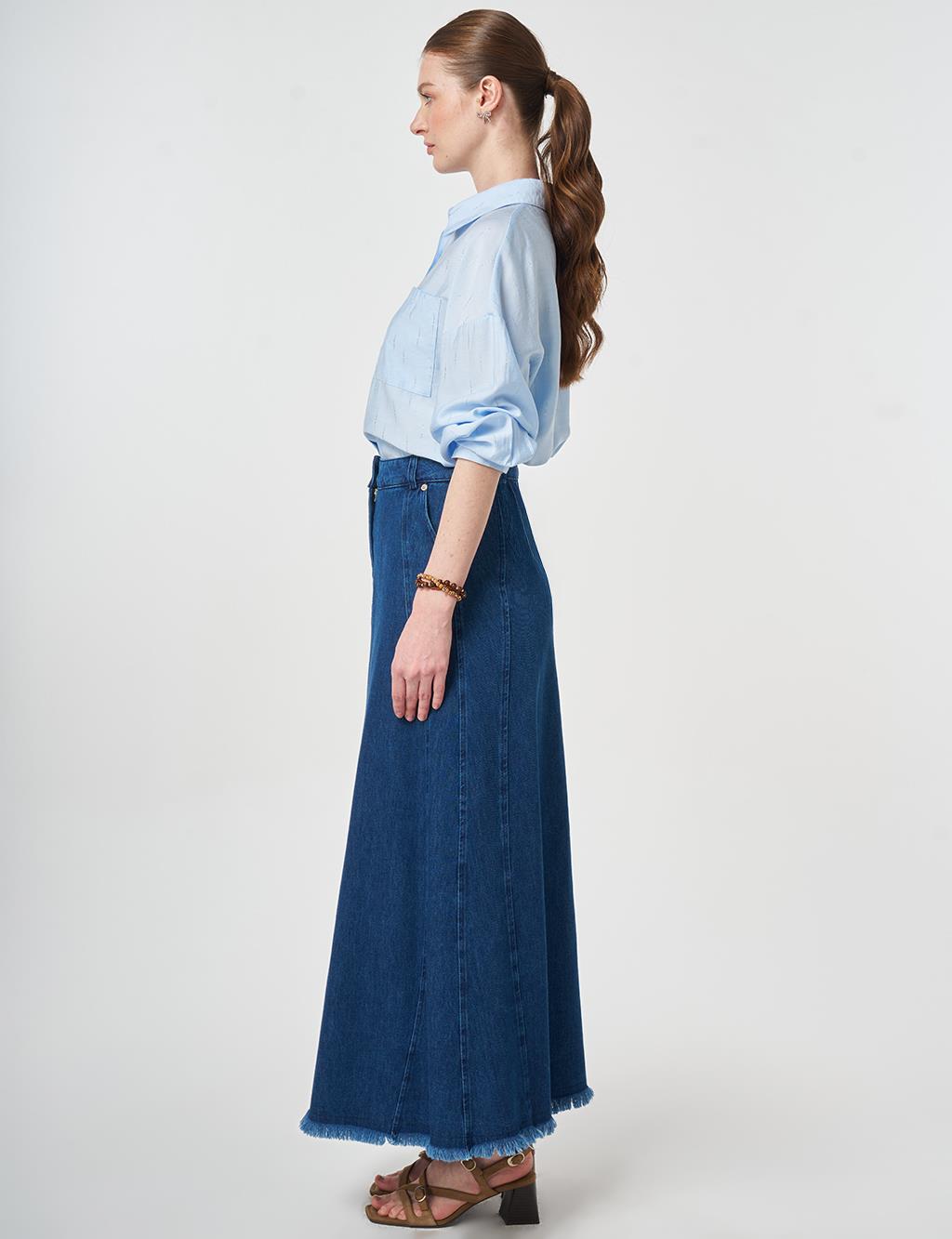 Washed Denim Skirt Navy 