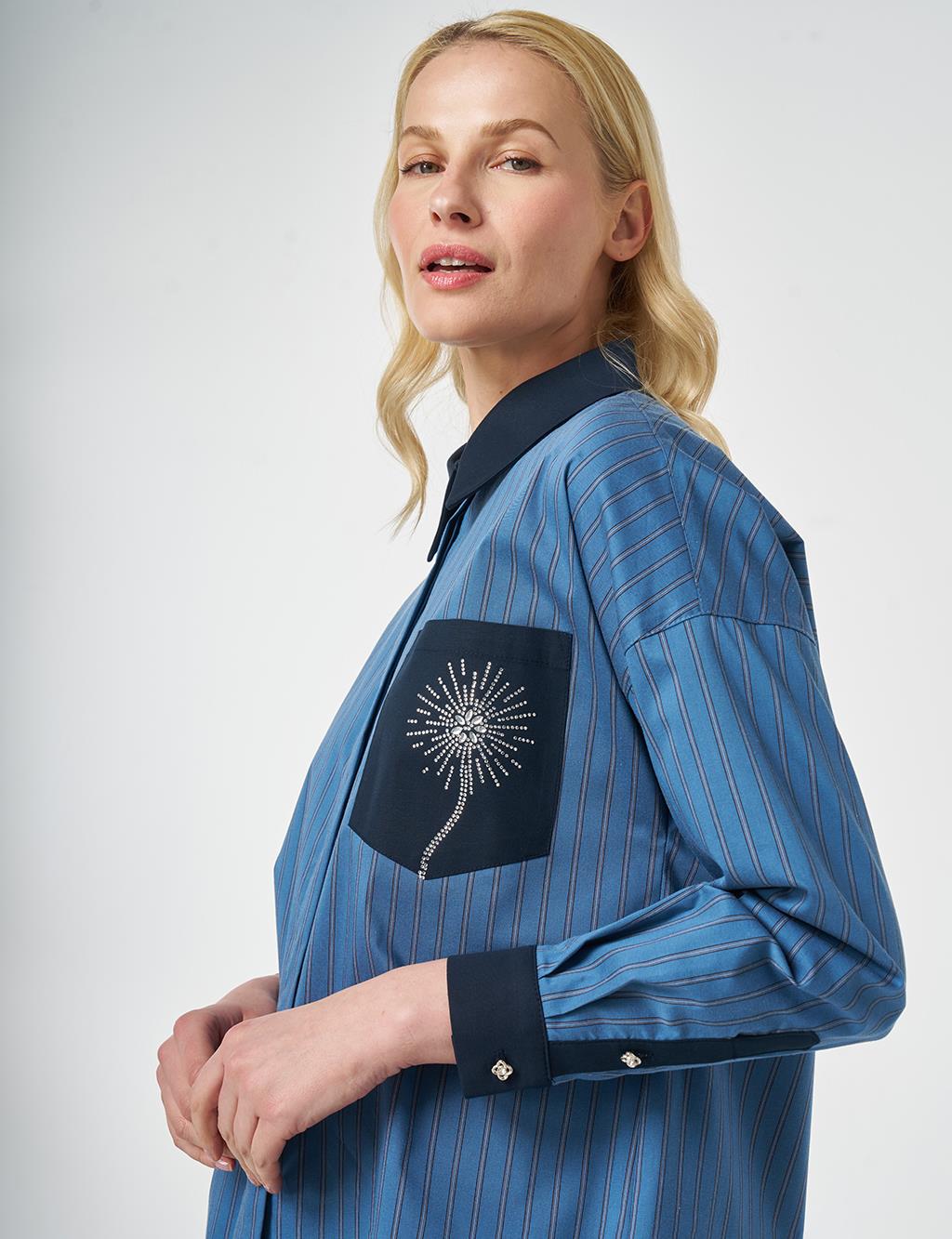 Single Pocket Cotton Tunic Indigo