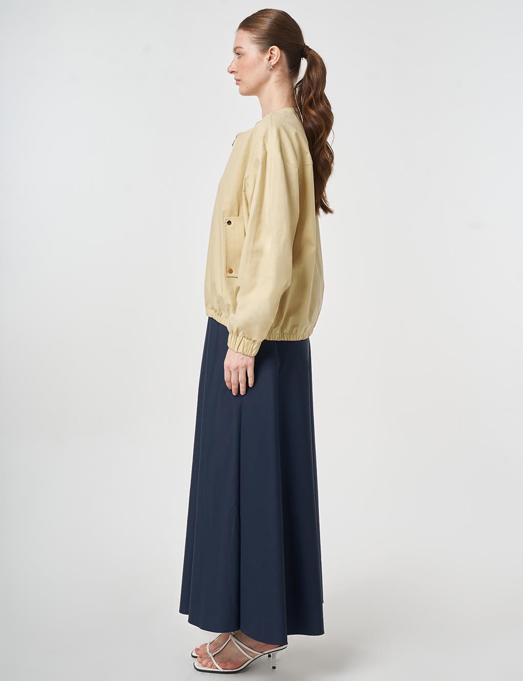 Zip-Up Bomber Jacket Light Yellow