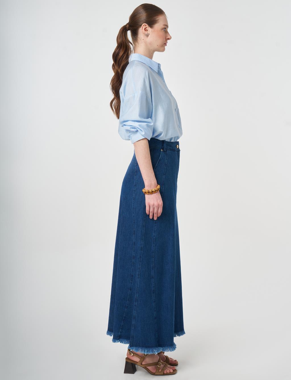 Washed Denim Skirt Navy 