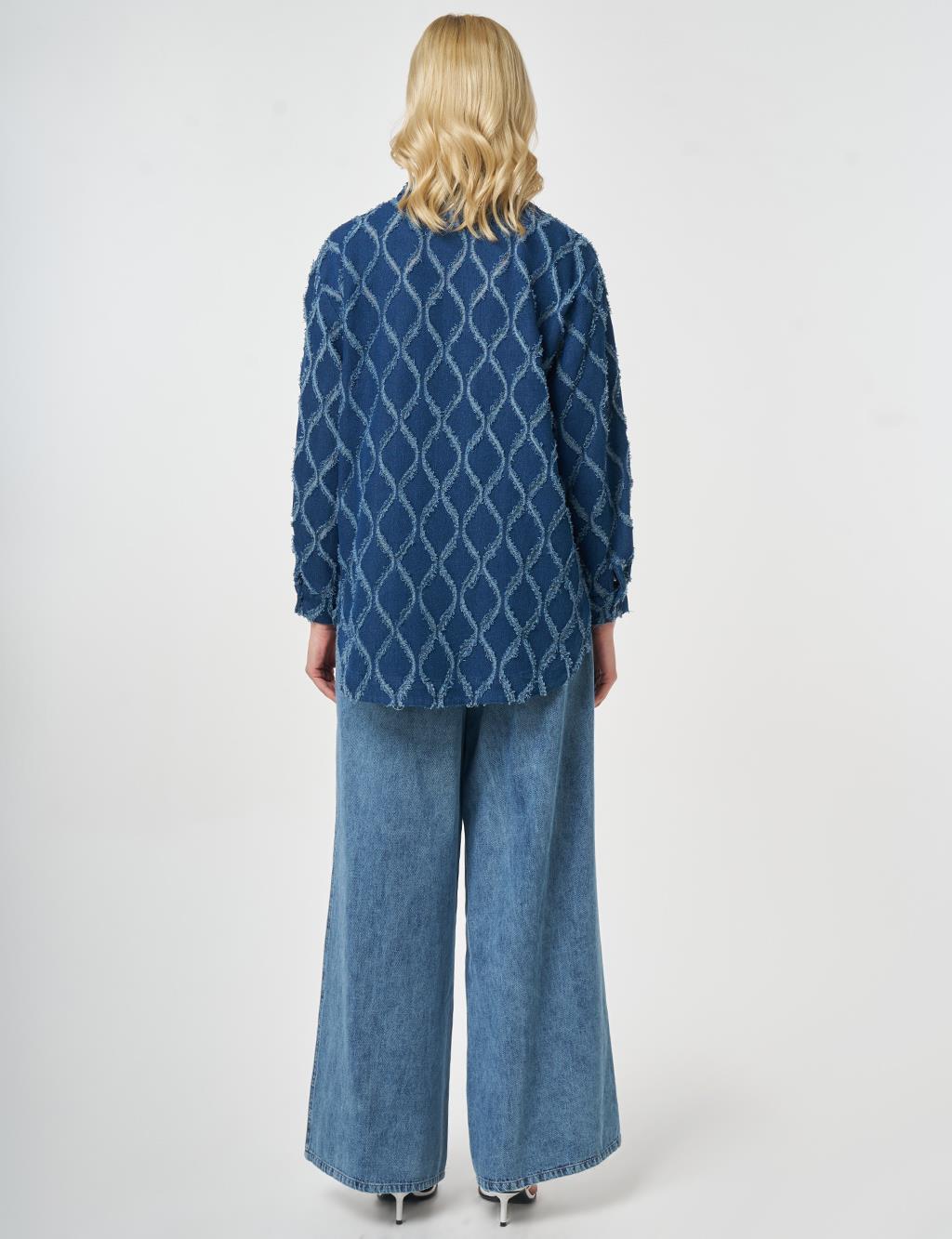 Tifsitmeli Gömlek Yaka Tunik Lacivert