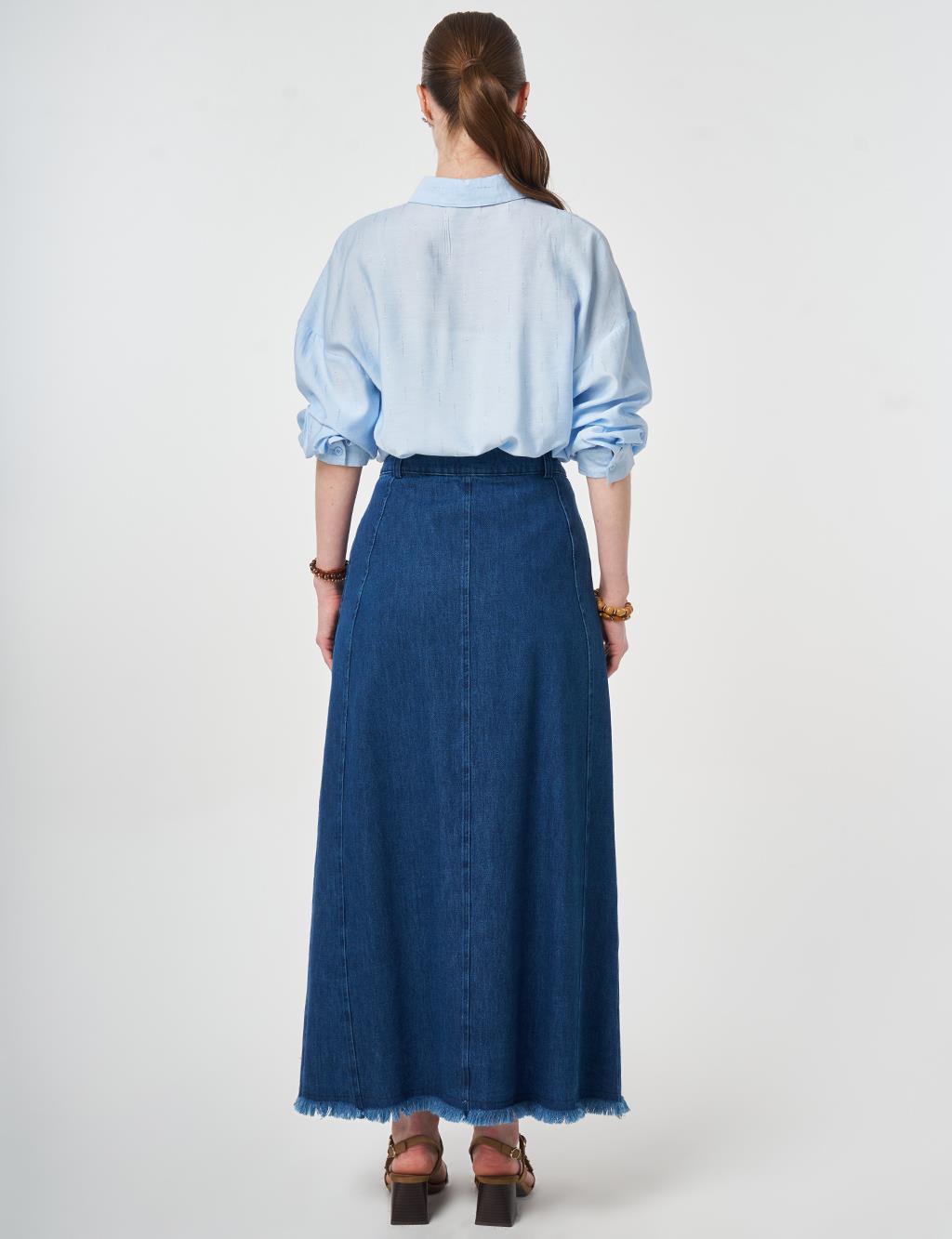 Washed Denim Skirt Navy 