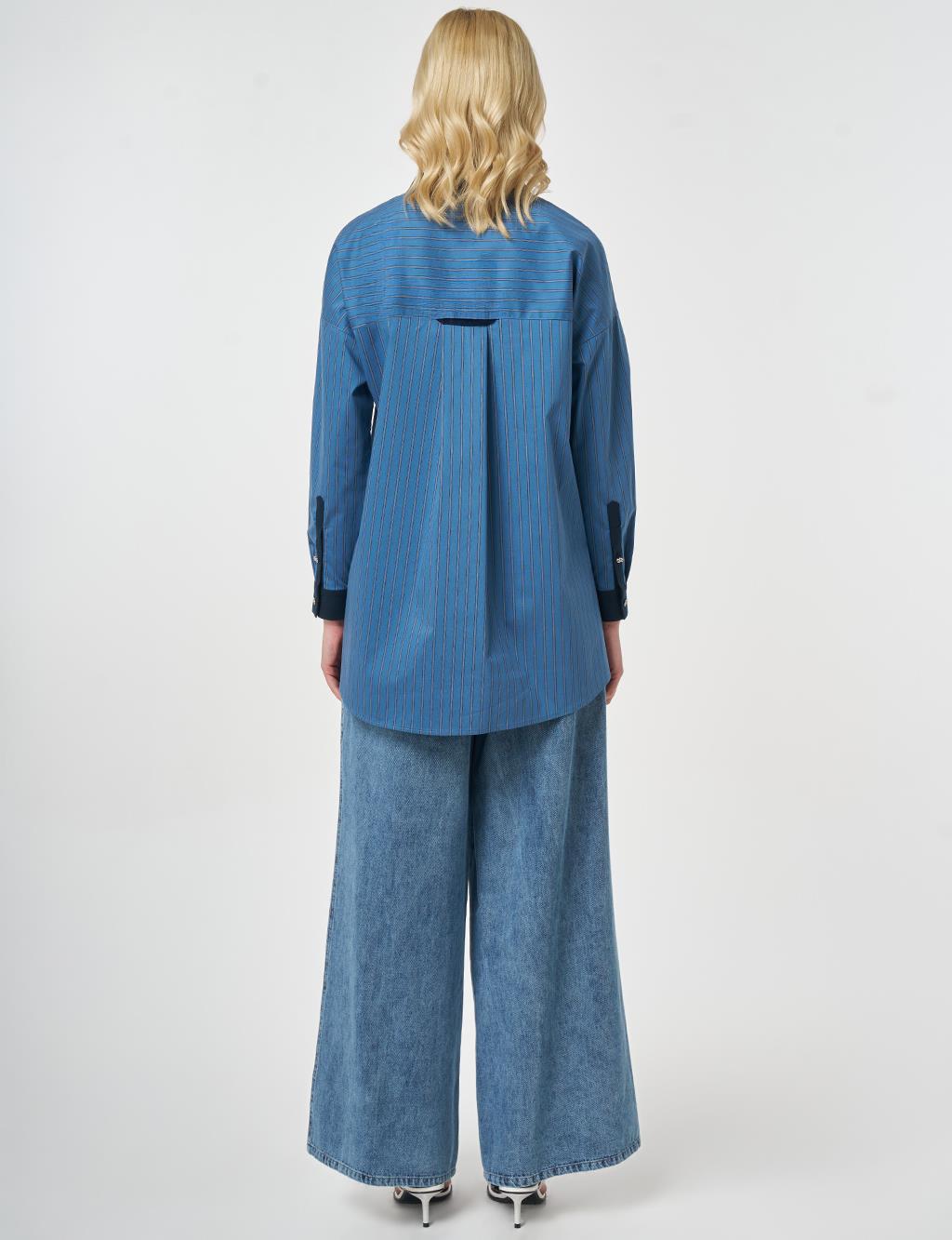 Single Pocket Cotton Tunic Indigo