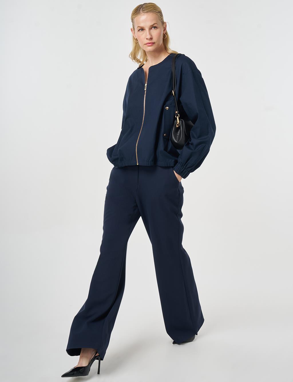 Zip-Up Bomber Jacket Dark Navy