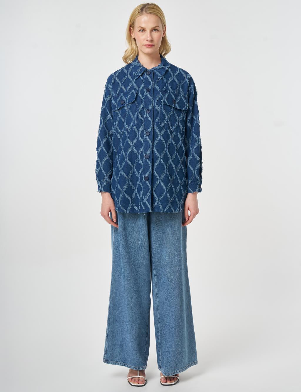 Tifsitmeli Gömlek Yaka Tunik Lacivert