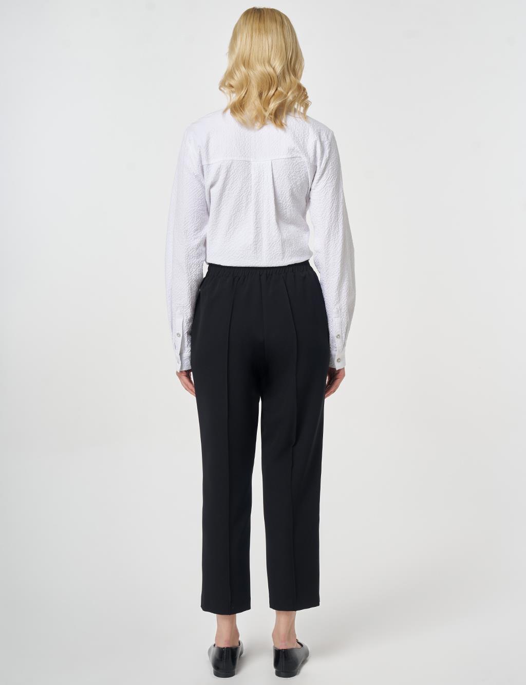 Topstitched Straight-Leg Pants Black