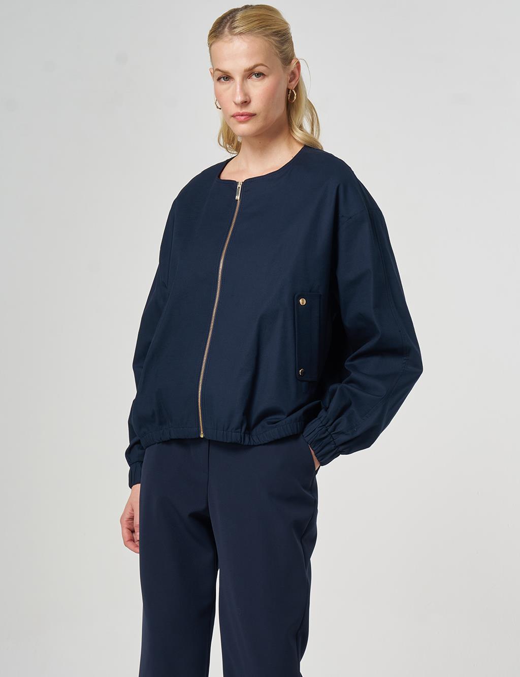 Zip-Up Bomber Jacket Dark Navy