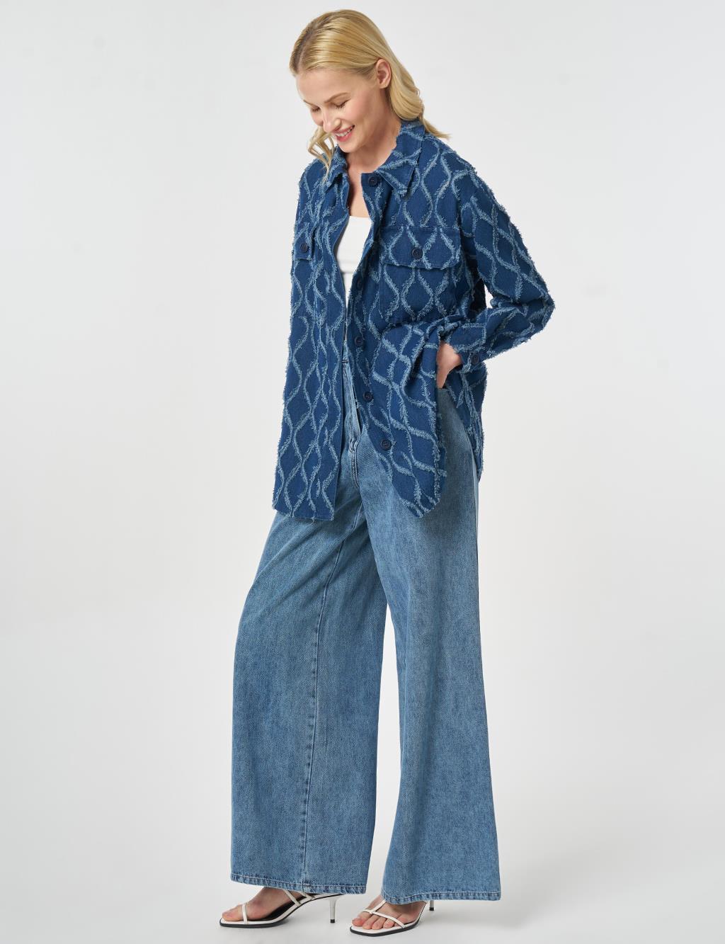 Tifsitmeli Gömlek Yaka Tunik Lacivert