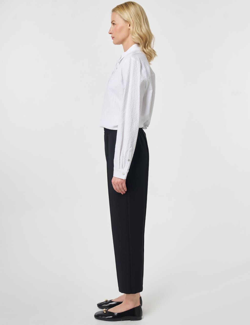 Topstitched Straight-Leg Pants Black