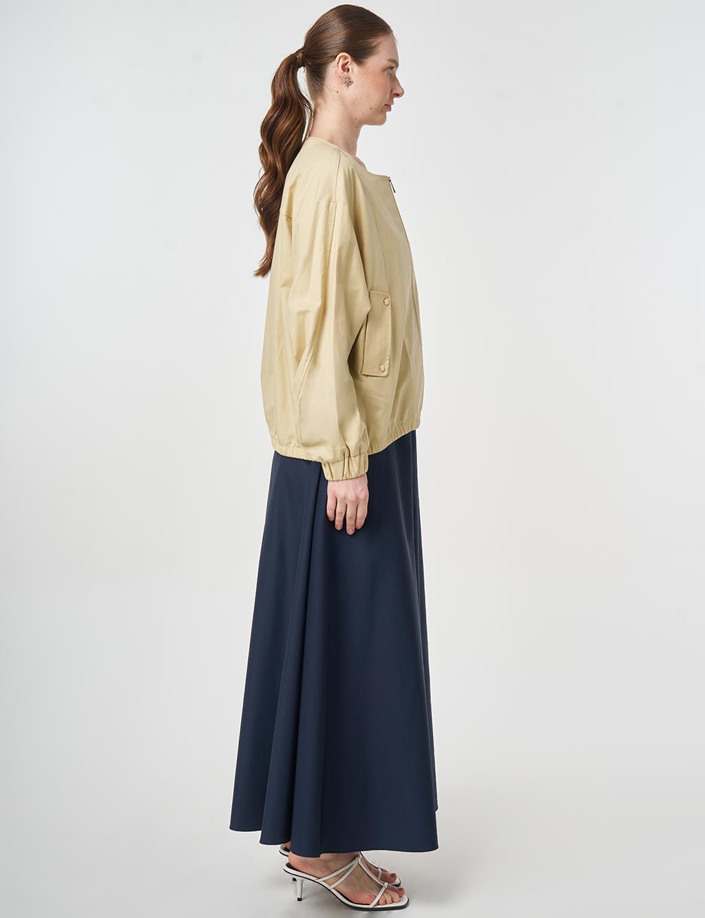 Zip-Up Bomber Jacket Light Yellow