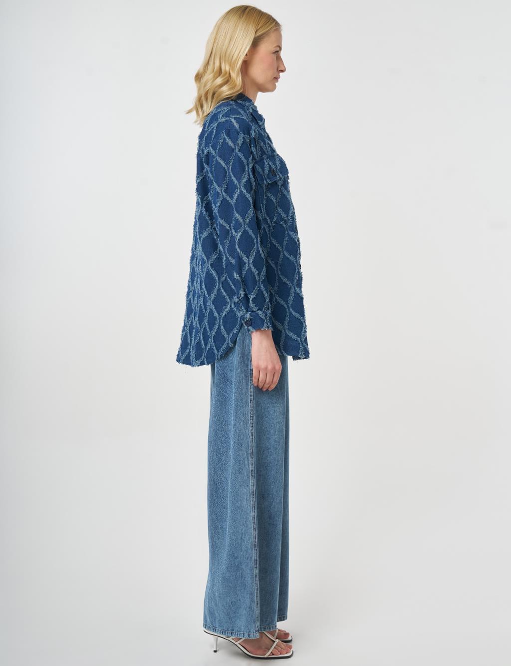 Tifsitmeli Gömlek Yaka Tunik Lacivert