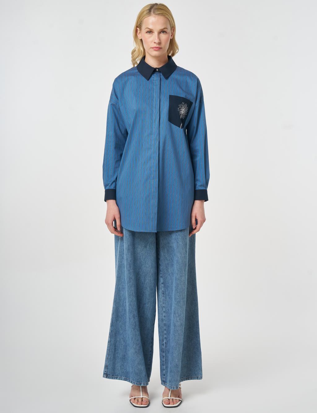 Single Pocket Cotton Tunic Indigo