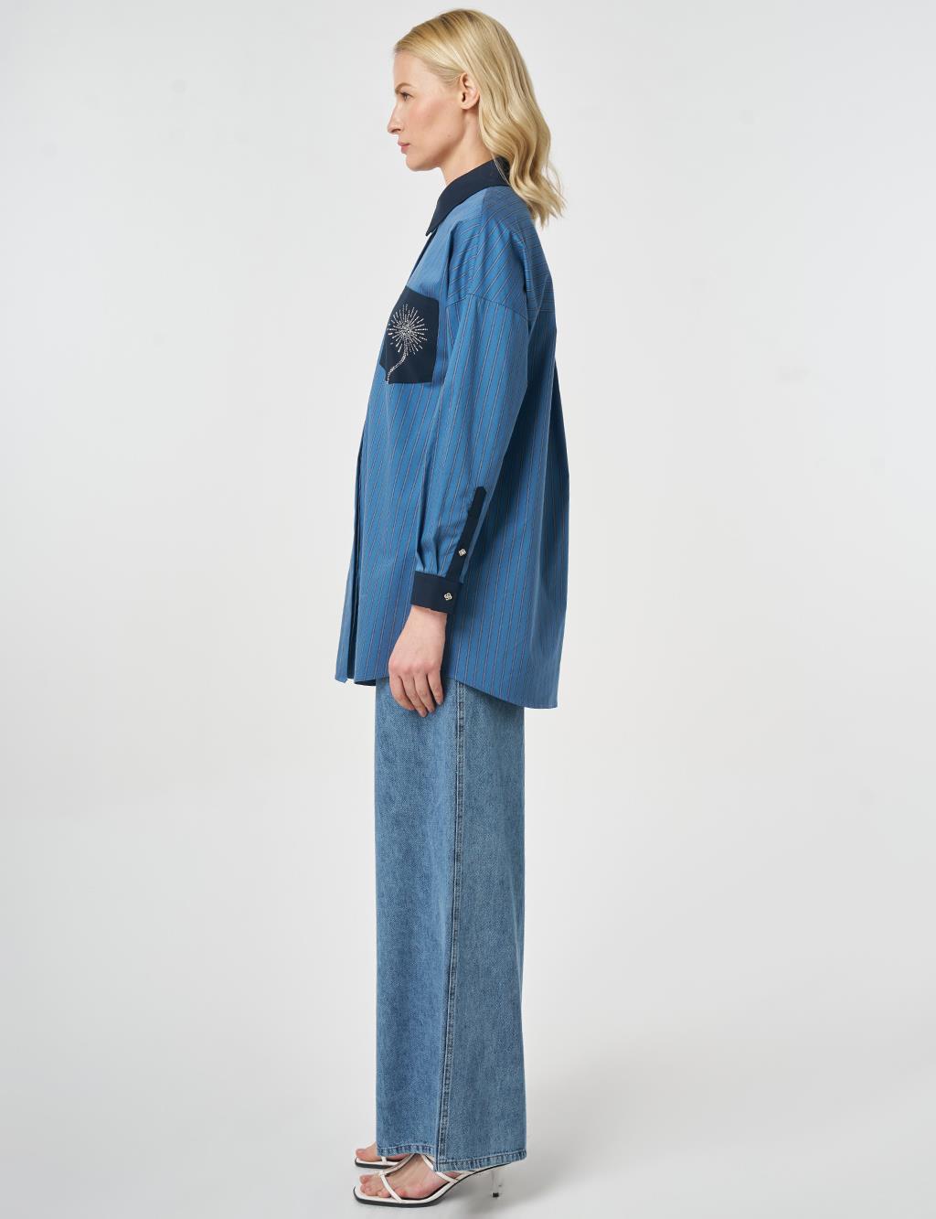 Single Pocket Cotton Tunic Indigo