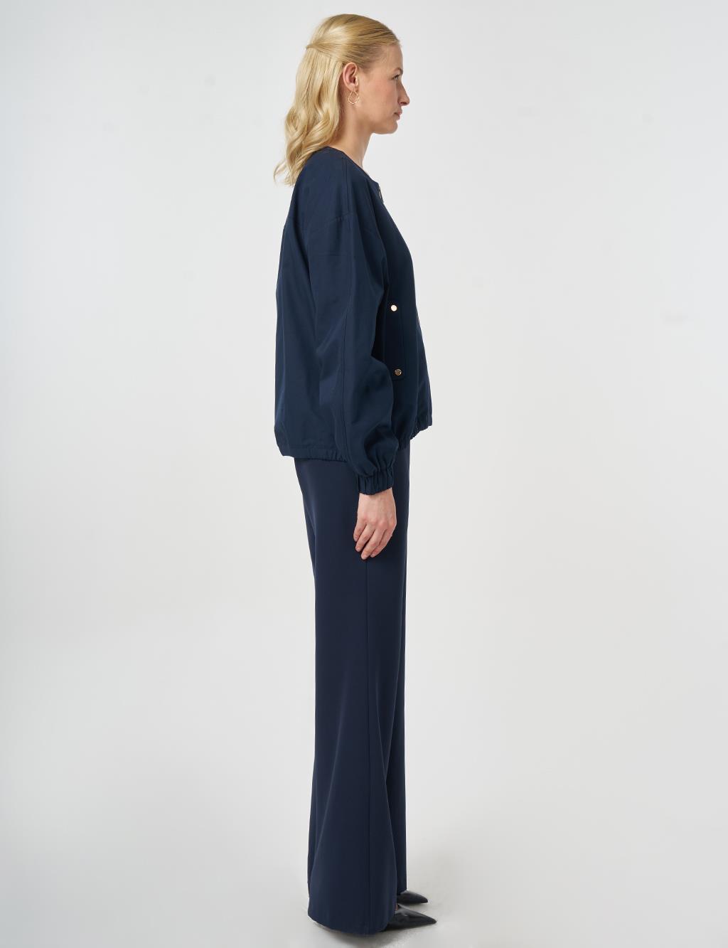 Zip-Up Bomber Jacket Dark Navy