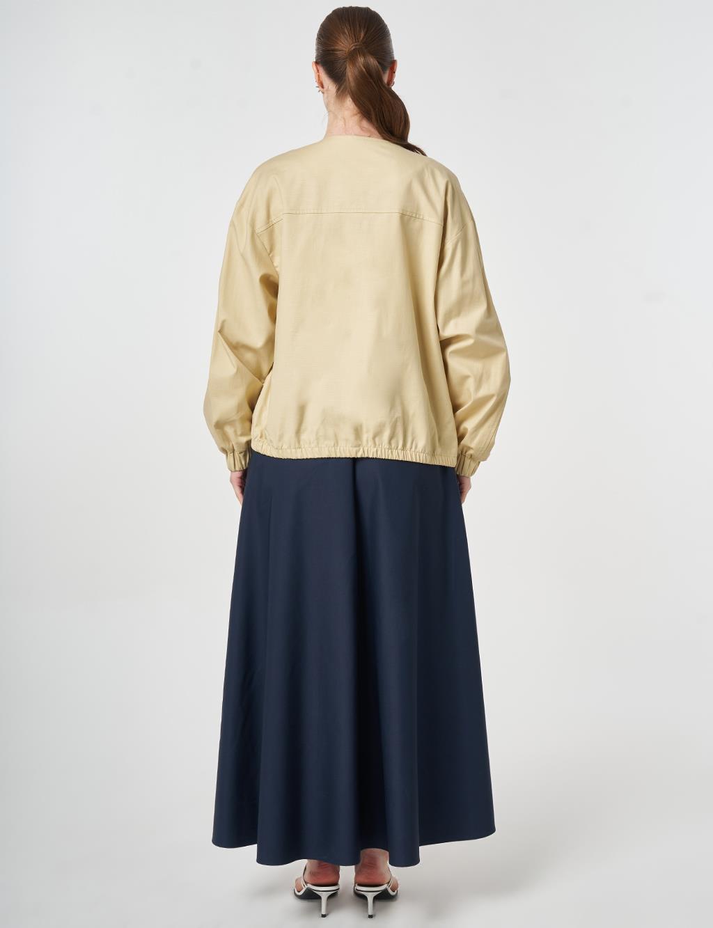 Zip-Up Bomber Jacket Light Yellow