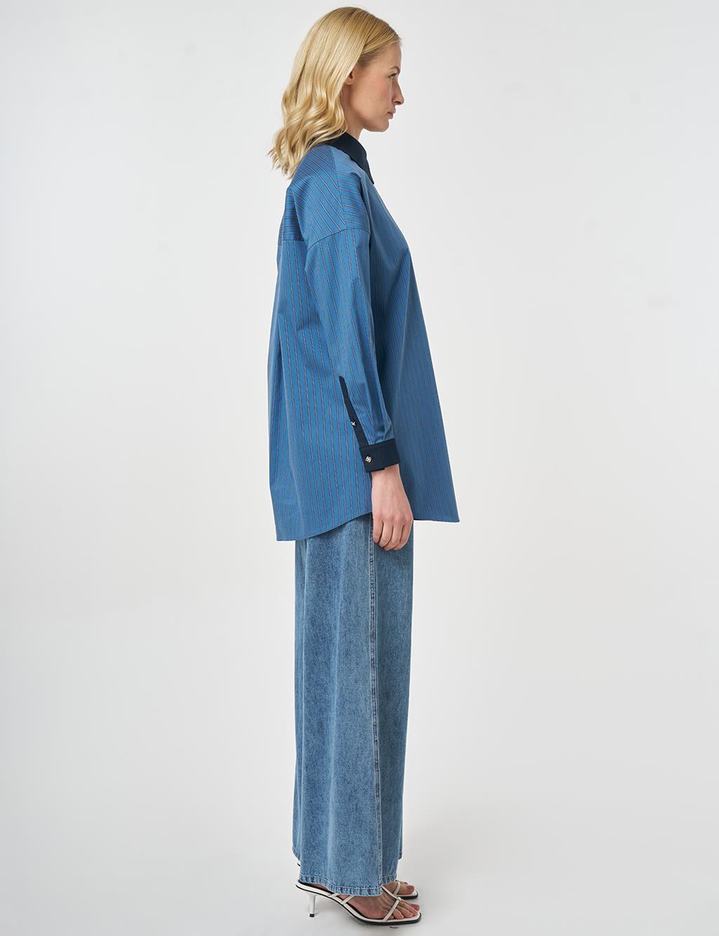 Single Pocket Cotton Tunic Indigo